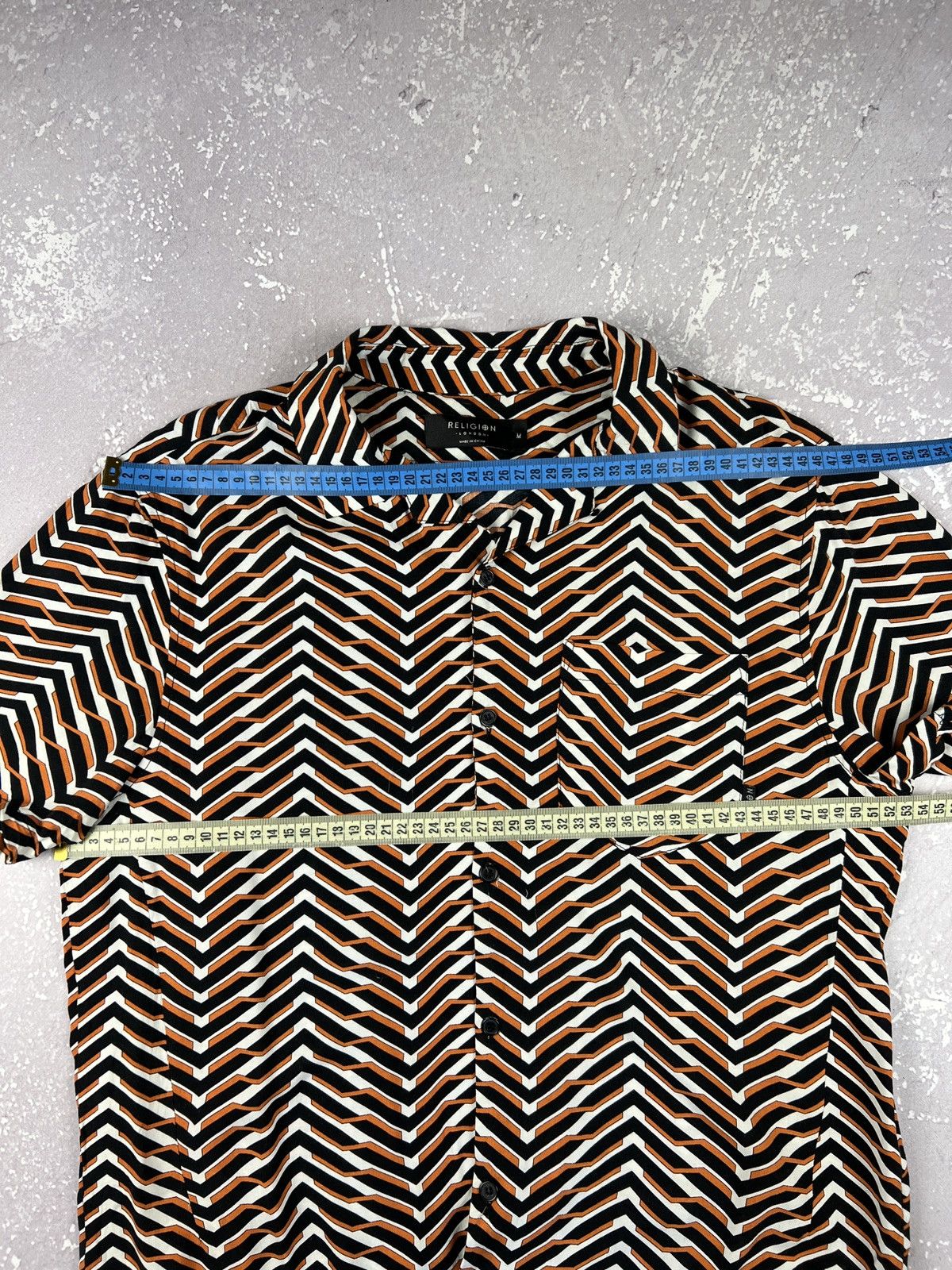 Allsaints Religion Camp Collar Geometric Print S/S Viscose Shirt Size US M / EU 48-50 / 2 - 8 Thumbnail