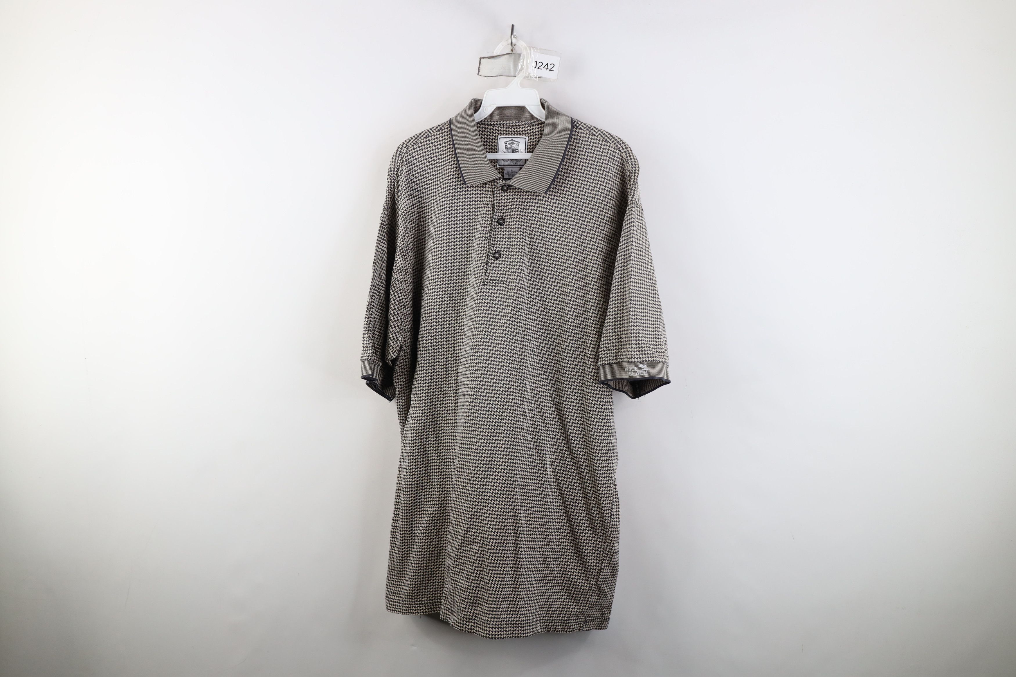 Vintage Vintage 90s Pebble Beach Spell Houndstooth Knit Golf Polo Size US L / EU 52-54 / 3 - 1 Thumbnail