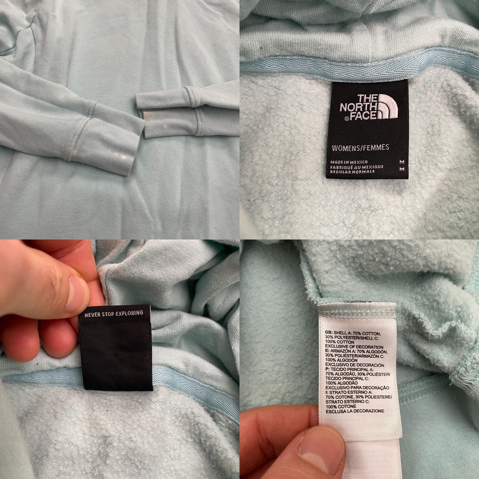 The North Face The North Face Hoodie Sweatshirt Womens Medium Blue Graphic Fleece Pullover Size M / US 6-8 / IT 42-44 - 8 Thumbnail