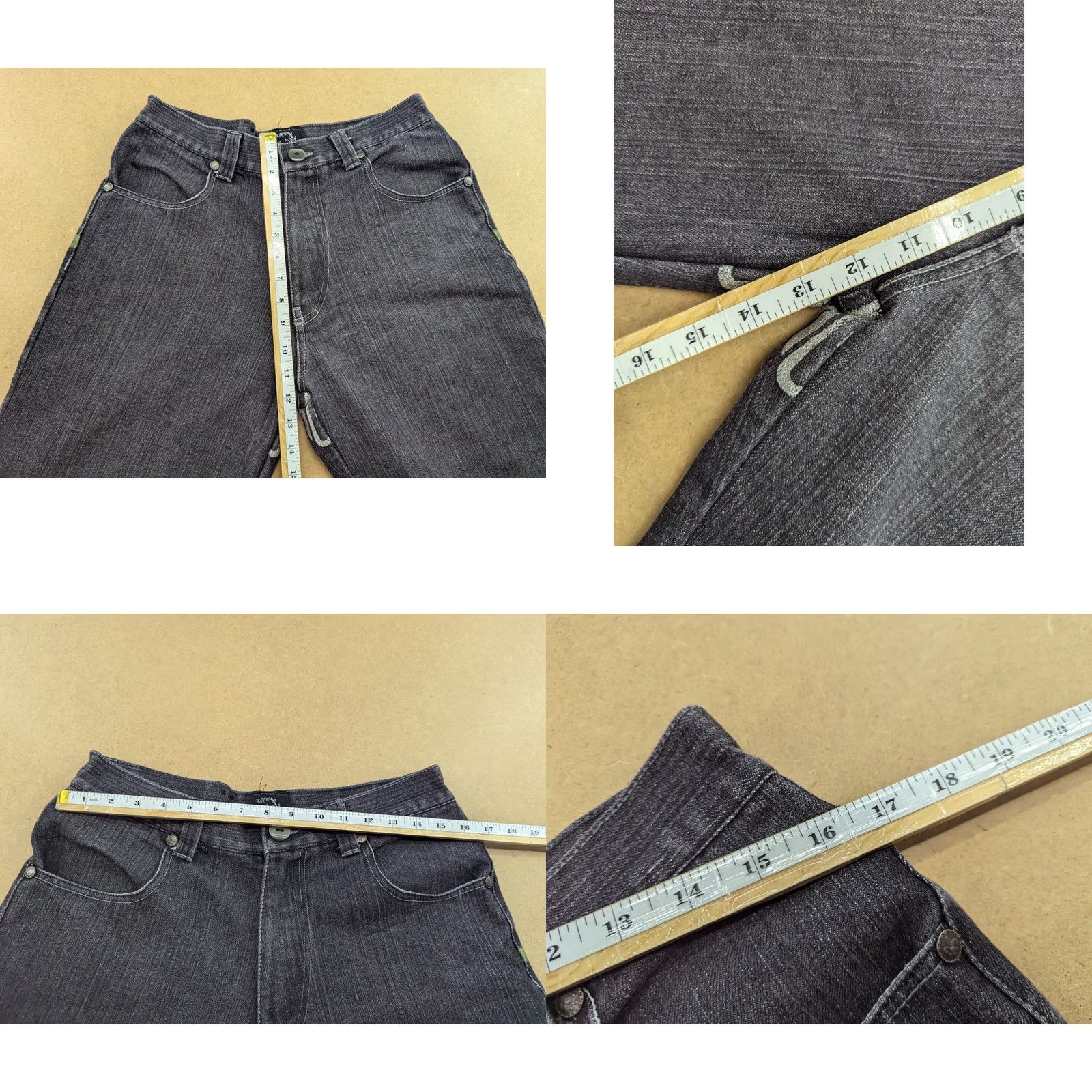 ESPIRIT VINTAGE Raw Blue Sacred Spirit Jeans W33 L29.5 Black Green Wings Straight Womens Size US 33 - 8 Thumbnail