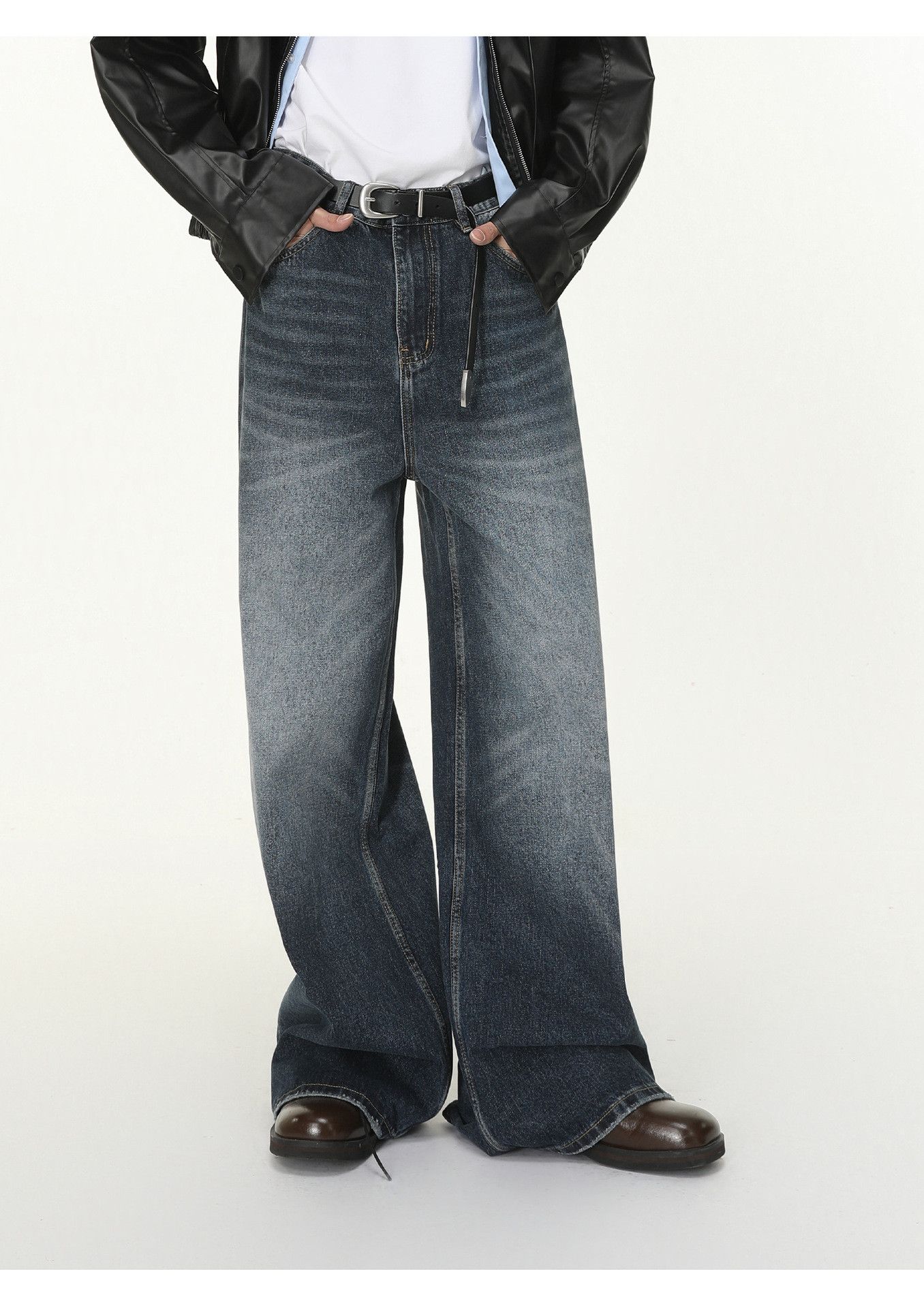 Vintage Men's Washed Straight Jeans with Cat-Whisker (Vibe Style) Size US 32 / EU 48 - 1 Thumbnail