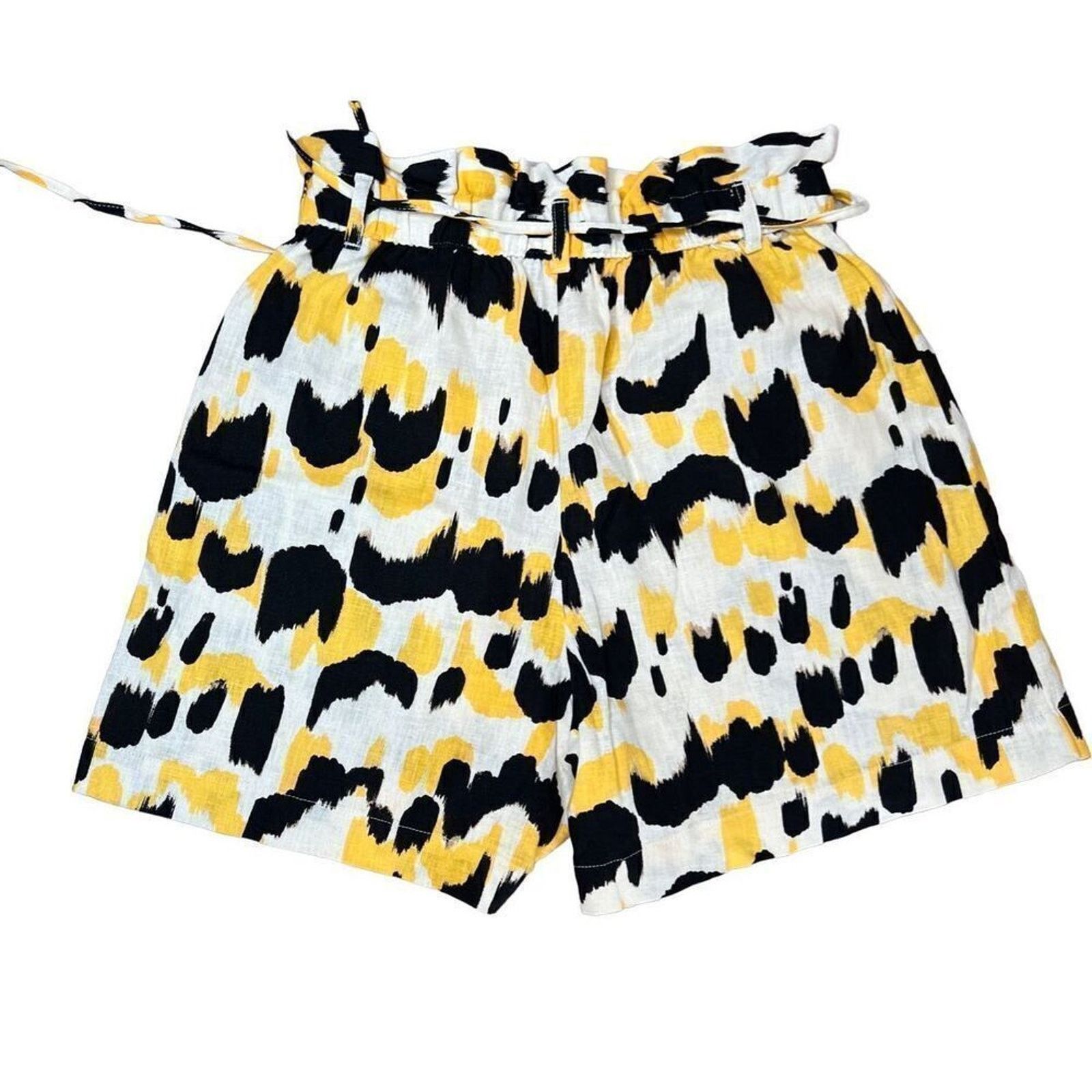 Other Who What Wear Linen Paperbag Shorts XS Yellow Leopard NWOT Size 26" / US 2 / IT 38 - 10 Thumbnail