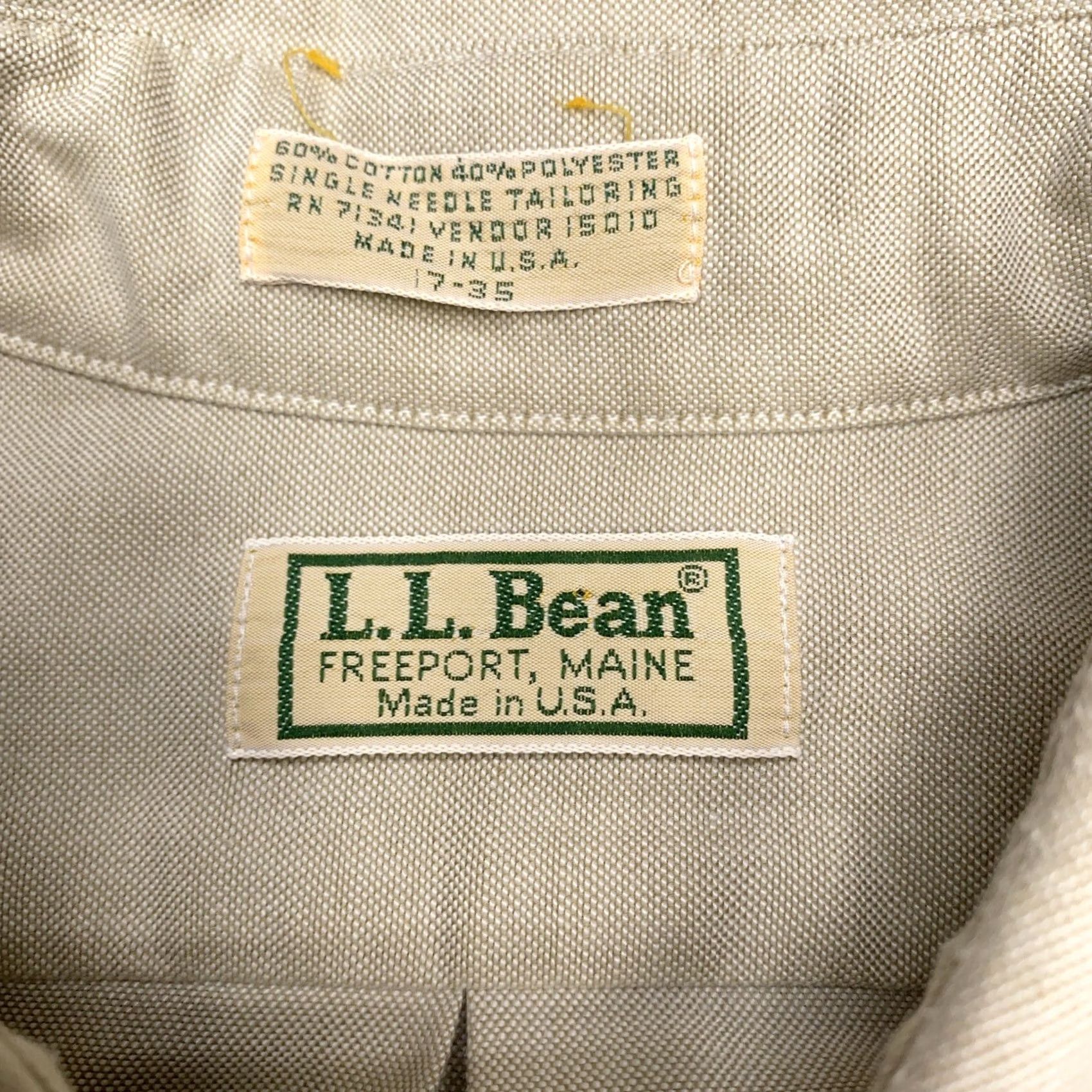 Vintage VINTAGE LL Bean Shirt Mens 17 Beige Button Up Pocket Shirt Size US XL / EU 56 / 4 - 5 Thumbnail