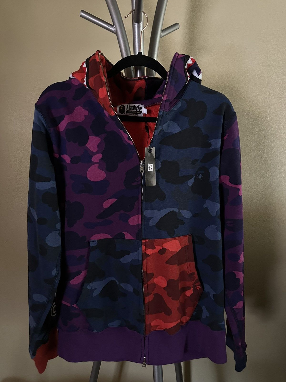 Bape COLOR CAMO FULL ZIP SHARK HOODIE (PURPLE) Size US L / EU 52-54 / 3 - 1 Thumbnail