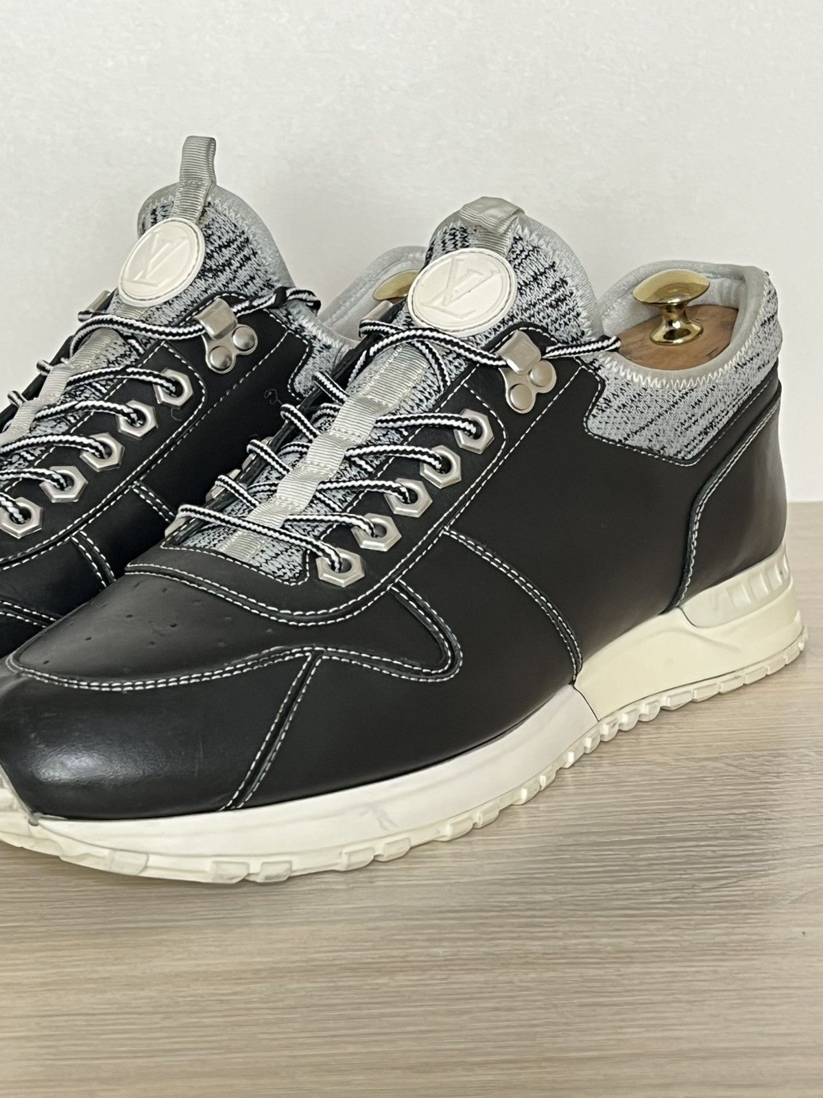 Louis Vuitton Louis Vuitton Black Leather Knit Technical Runner Sneakers Size US 8.5 / EU 41-42 - 9 Thumbnail