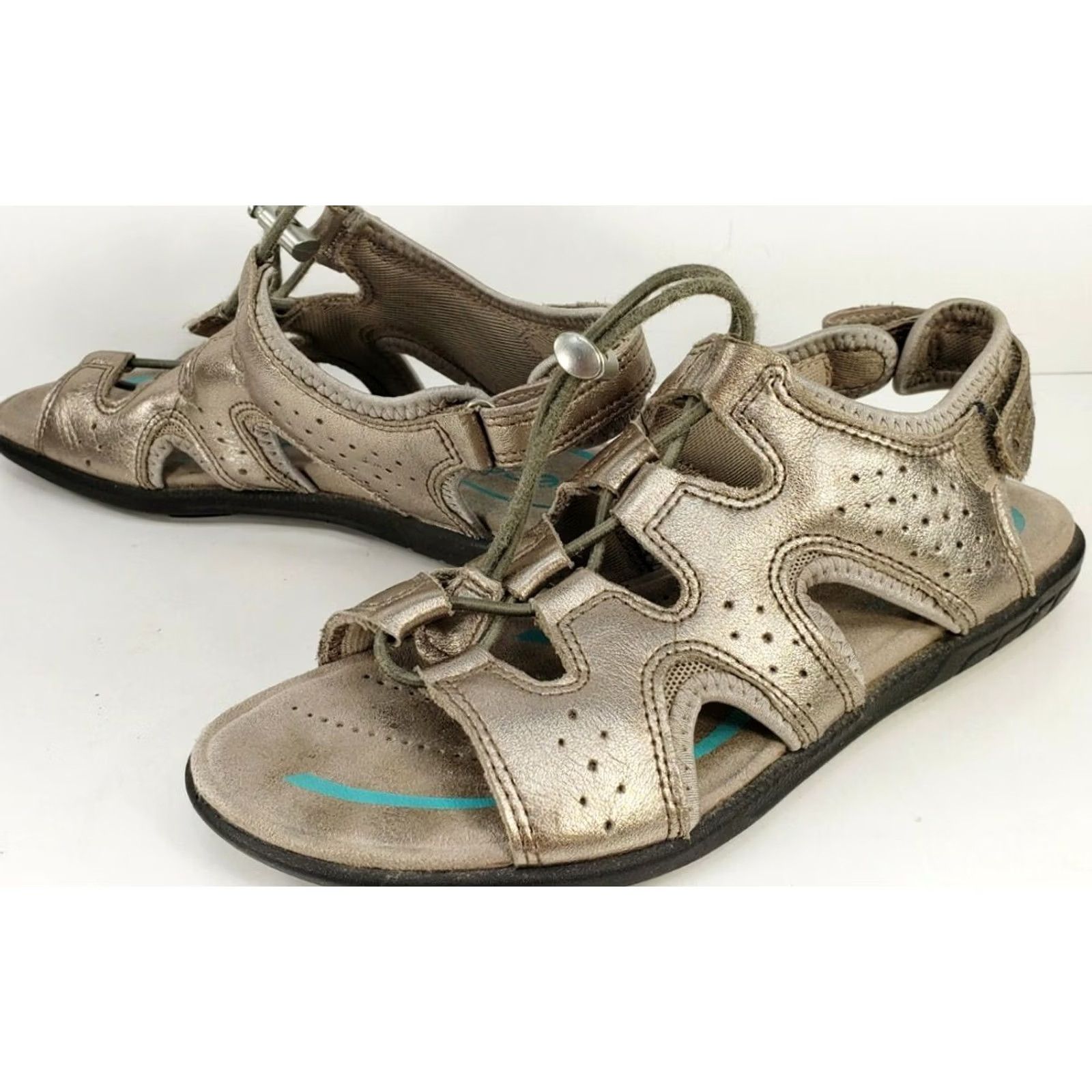 Ecco ECCO Gladiator Womens Pewter Toggle Metallic Slingback Sandals Size Size US 5.5 / IT 35.5 - 3 Thumbnail
