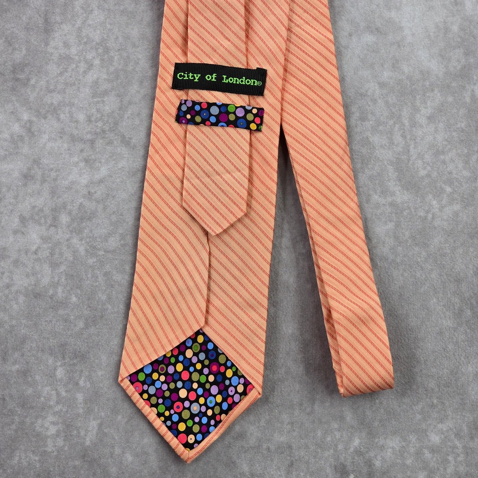 Other City of London Orange Stripe Geometric 100% Silk Neck Tie Size 30 - 3 Thumbnail