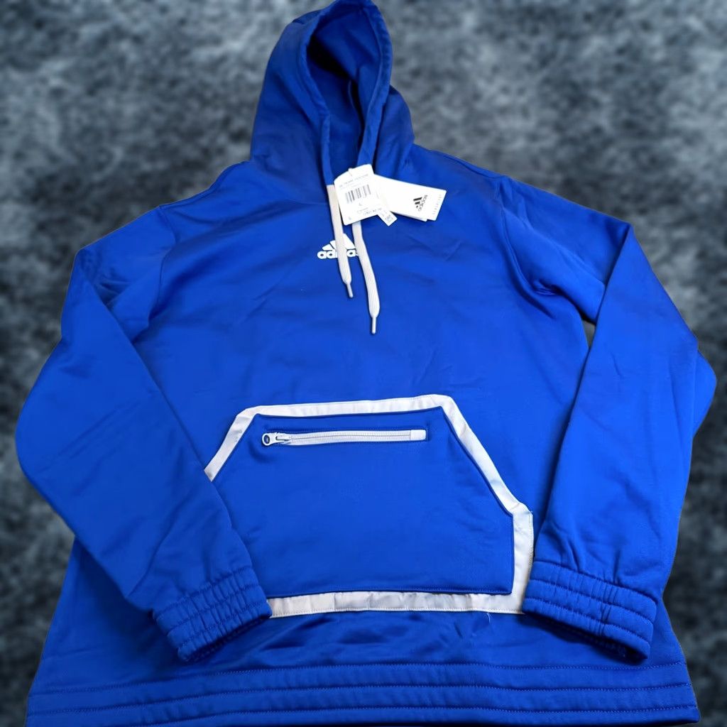 Adidas Adidas Aeroready Hoodie Womens Lroyal Blue Pullover Knit Zip Pockets Hooded Moisture Wicking Breathable Athletic Performance Hoodie NWT Size L / US 10 / IT 46 - 1 Thumbnail