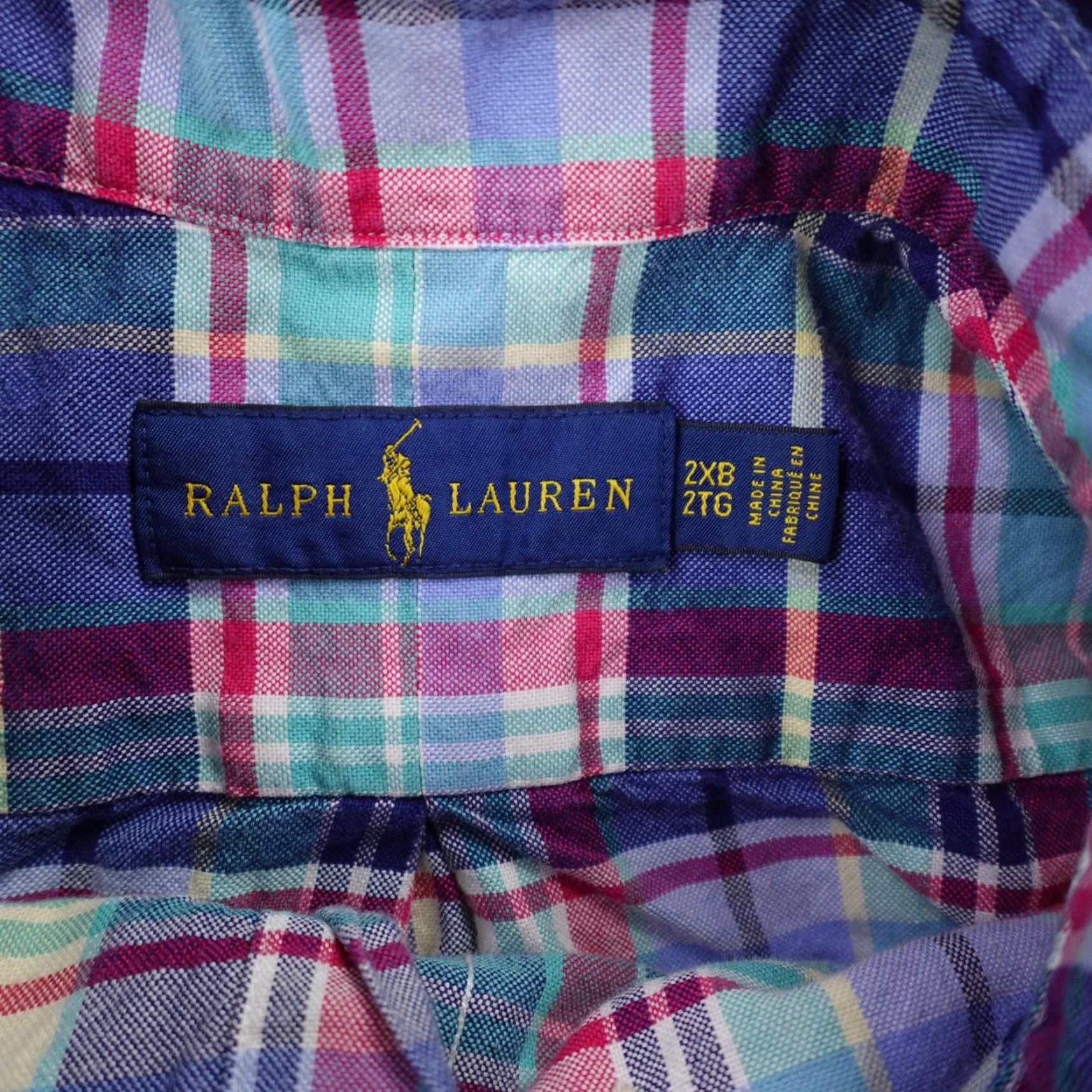Ralph Lauren VINTAGE Ralph Lauren Shirt Mens 2XL Big & Tall Plaid Oxford Button-Down Pony Logo Blue Pink, Long Sleeve, Cotton, 2XLB, Button Up Mens Size US XXL / EU 58 / 5 - 7 Thumbnail