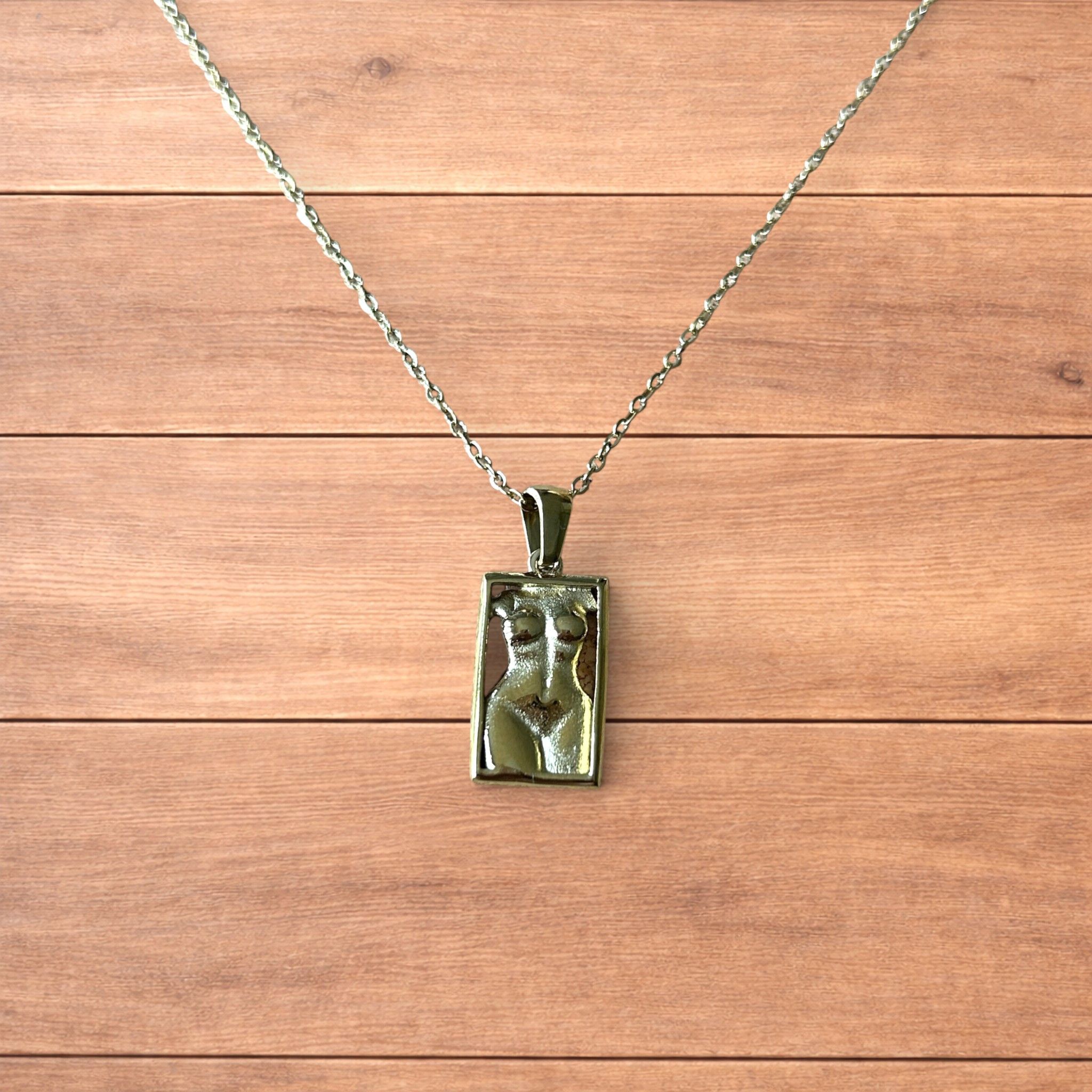 Japanese Brand Gold stainless necklace of woman figure silhouette body. Size ONE SIZE - 1 Thumbnail