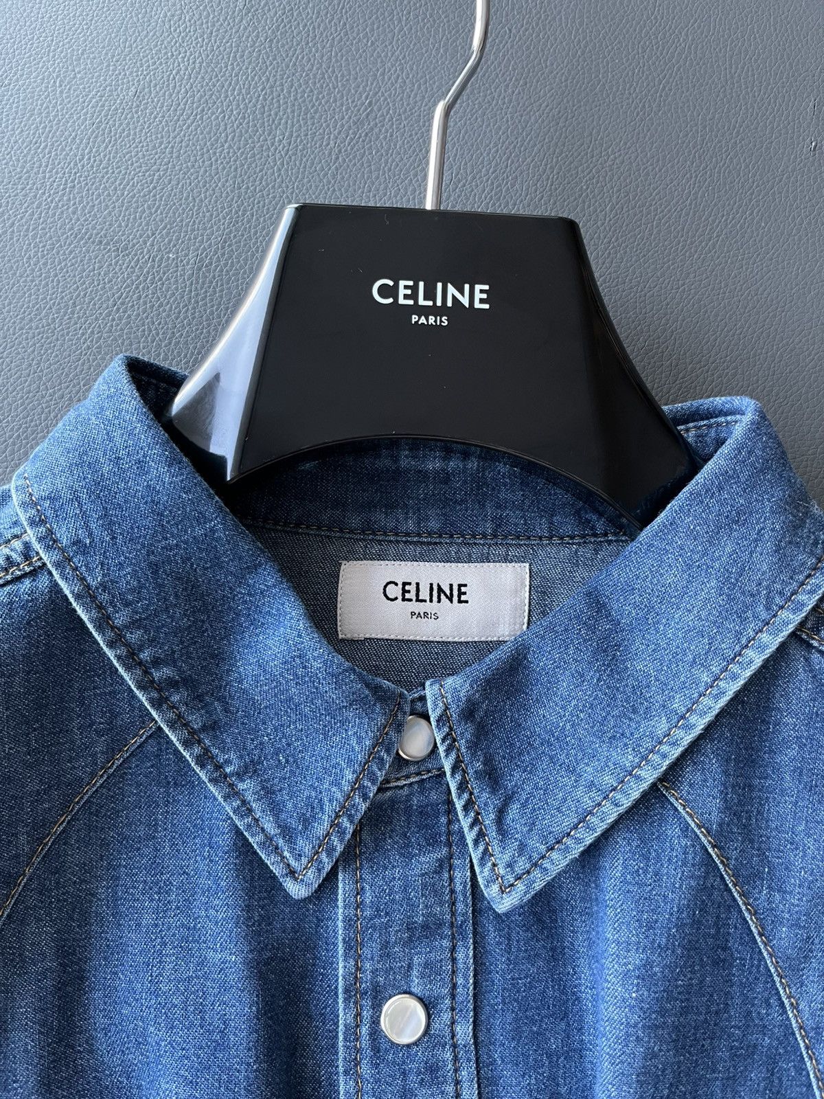 Celine × Hedi Slimane Brand New Rare Classic Hedi Slimane Celine Denim Shirt Size US XL / EU 56 / 4 - 3 Thumbnail