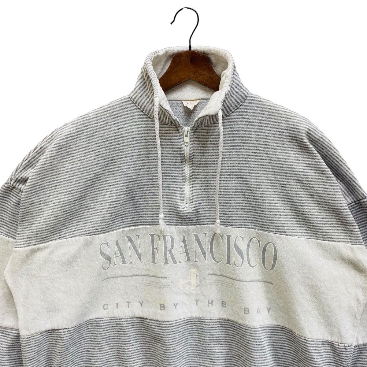 Vintage Vintage San Francisco Striped Quarter Zip Boxy Sweatshirt Size US XL / EU 56 / 4 - 2 Thumbnail