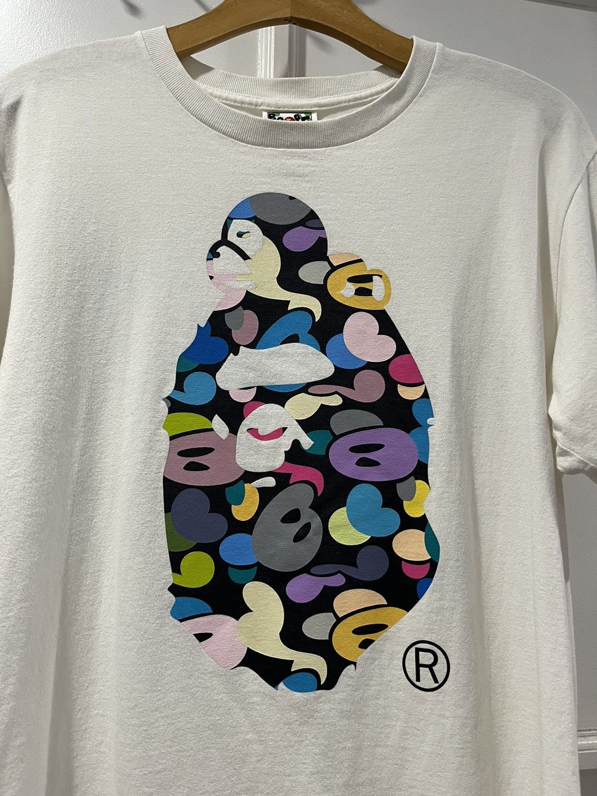 Bape Bape Multicolor Big Ape Sleeping Milo Logo White Tshirt Size US M / EU 48-50 / 2 - 2 Thumbnail
