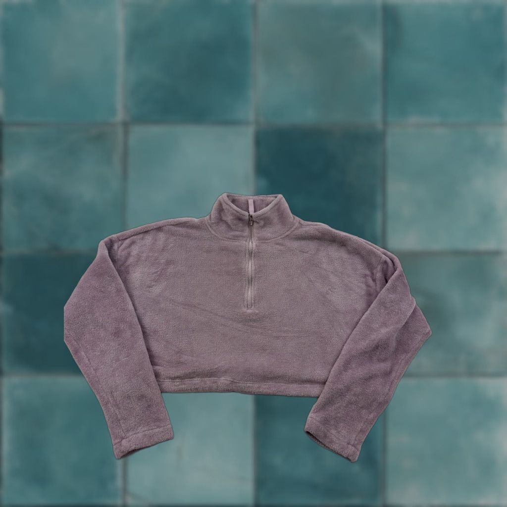 Urban Outfitters Urban Outfitters Sweatshirt Womens Medium Pink 1/4 Fleece Cropped Pullover Size M / US 6-8 / IT 42-44 - 1 Thumbnail