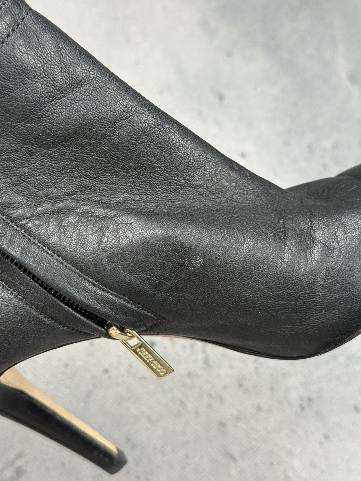 Jimmy Choo Jimmy Choo Black Leather Ankle Boots Stiletto Heels Italy Size US 7 / IT 37 - 12 Thumbnail