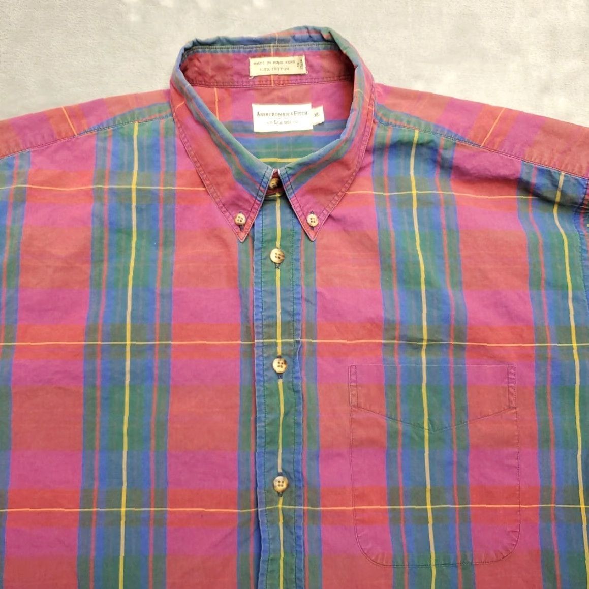 Abercrombie & Fitch VINTAGE Abercrombie & Fitch Shirt Mens XL Pink Plaid Button-Up 100% Cotton Casual Size US XL / EU 56 / 4 - 5 Thumbnail