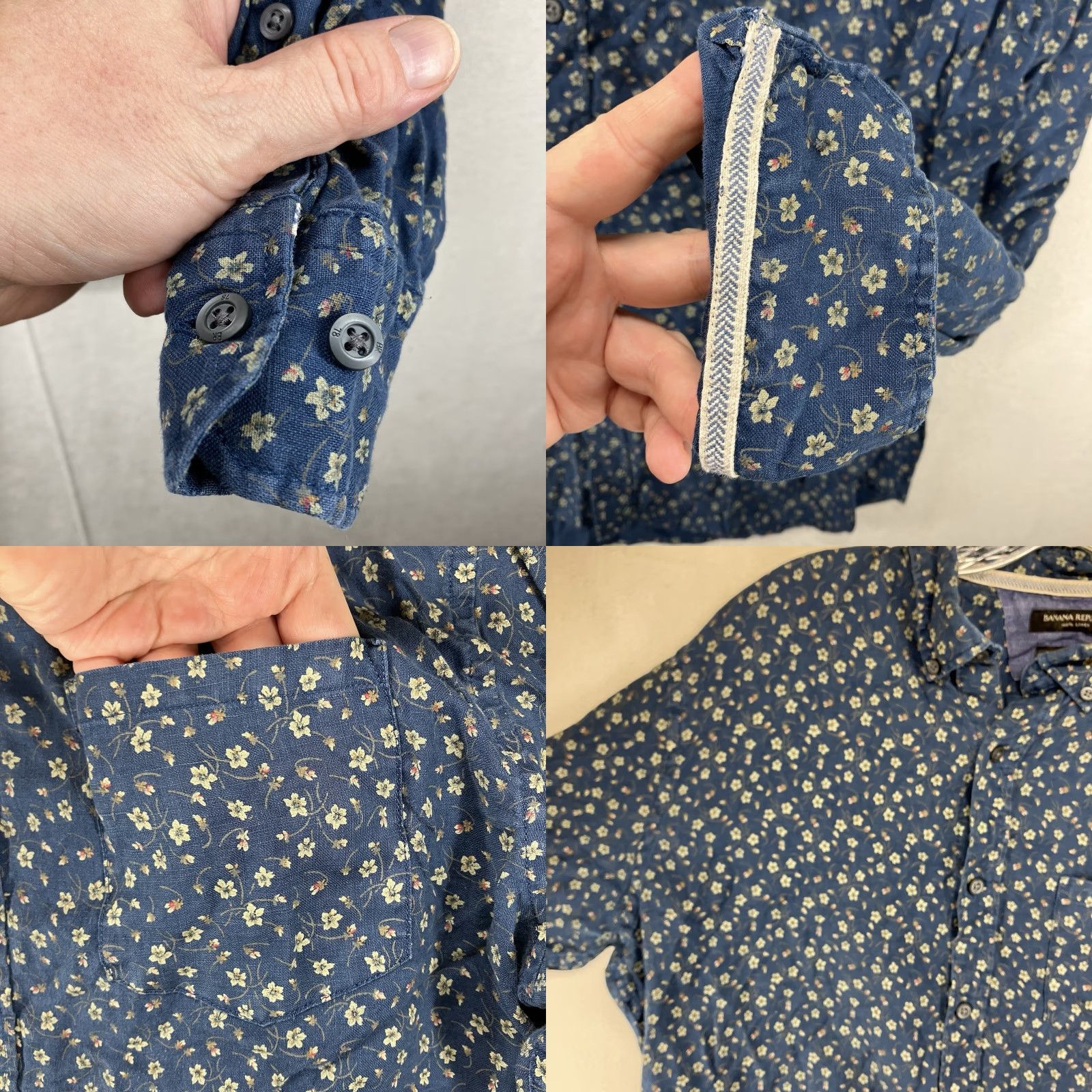 Banana Republic Banana Republic Shirt Linen Floral Button-Up Mens L Blue 90s Flower Beach Art Casual Size US L / EU 52-54 / 3 - 8 Thumbnail