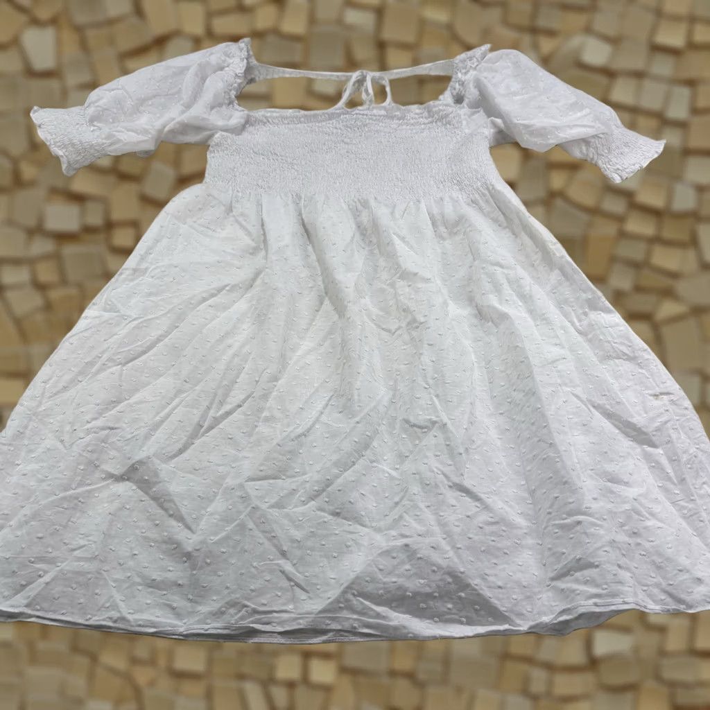 Vintage Hill House Mini Dress White Swiss Dot Puff Short Sleeve Small SMocked Puff Short Sleeve Crew? Size 28" / US 6 / IT 42 - 1 Thumbnail