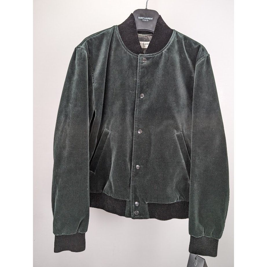 Saint Laurent Paris o1rshd1 Teddy College Cotton Jacket in Green Emerald Size US M / EU 48-50 / 2 - 3 Thumbnail