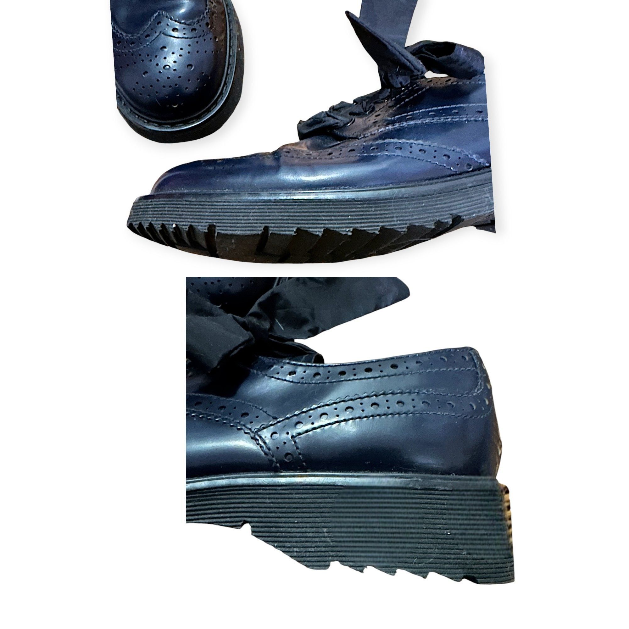 Prada Prada Wingtip Oxford Ribbon Tie Shoes Navy Calf Leather 38.5 Size US 8.5 / IT 38.5 - 11 Thumbnail