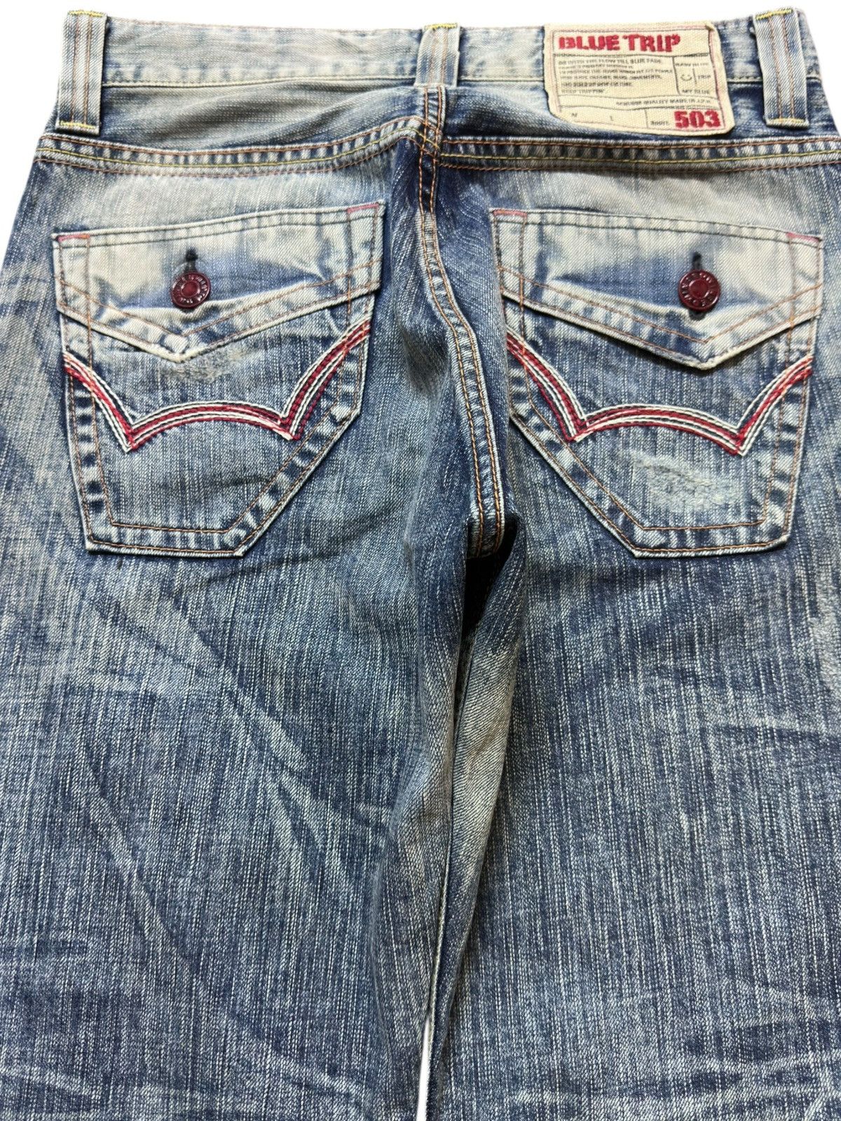 Edwin Vintage Edwin 503 Bluetrip Flare Faded Grunge Denim Size US 31 - 5 Thumbnail