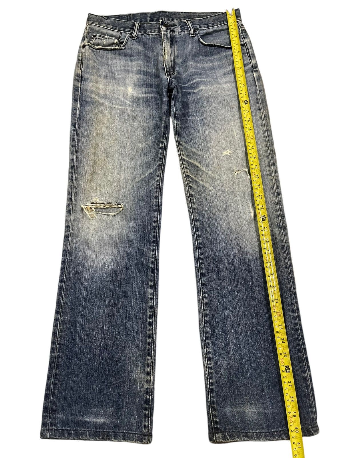 Uniqlo Vintage Japanese Uniqlo Blue Wash Distress Baggy Jeans Size US 32 / EU 48 - 10 Thumbnail
