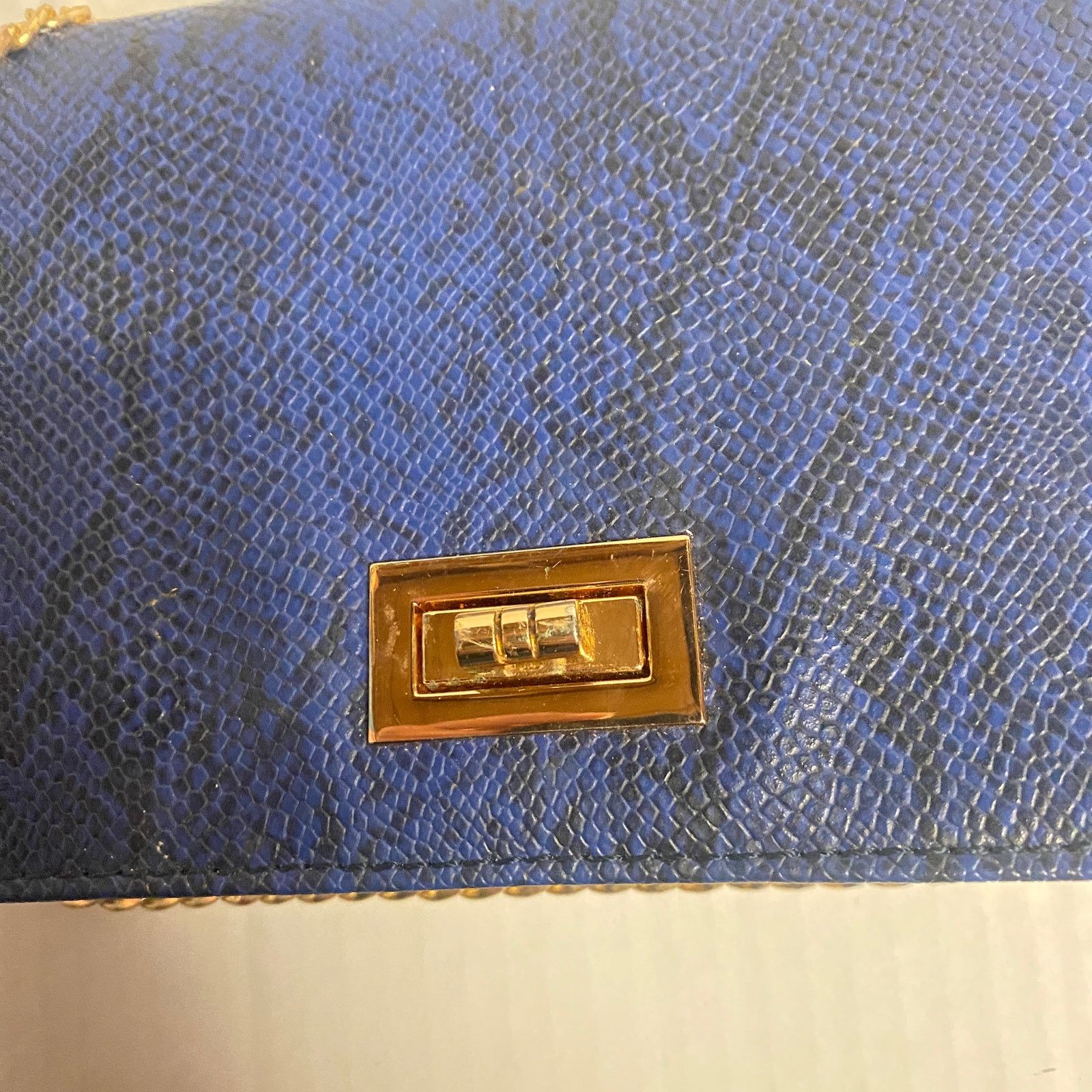 Other Blue Black Snakeskin Gold-Chain Strap Purse Shoulder Bag Size ONE SIZE - 6 Thumbnail