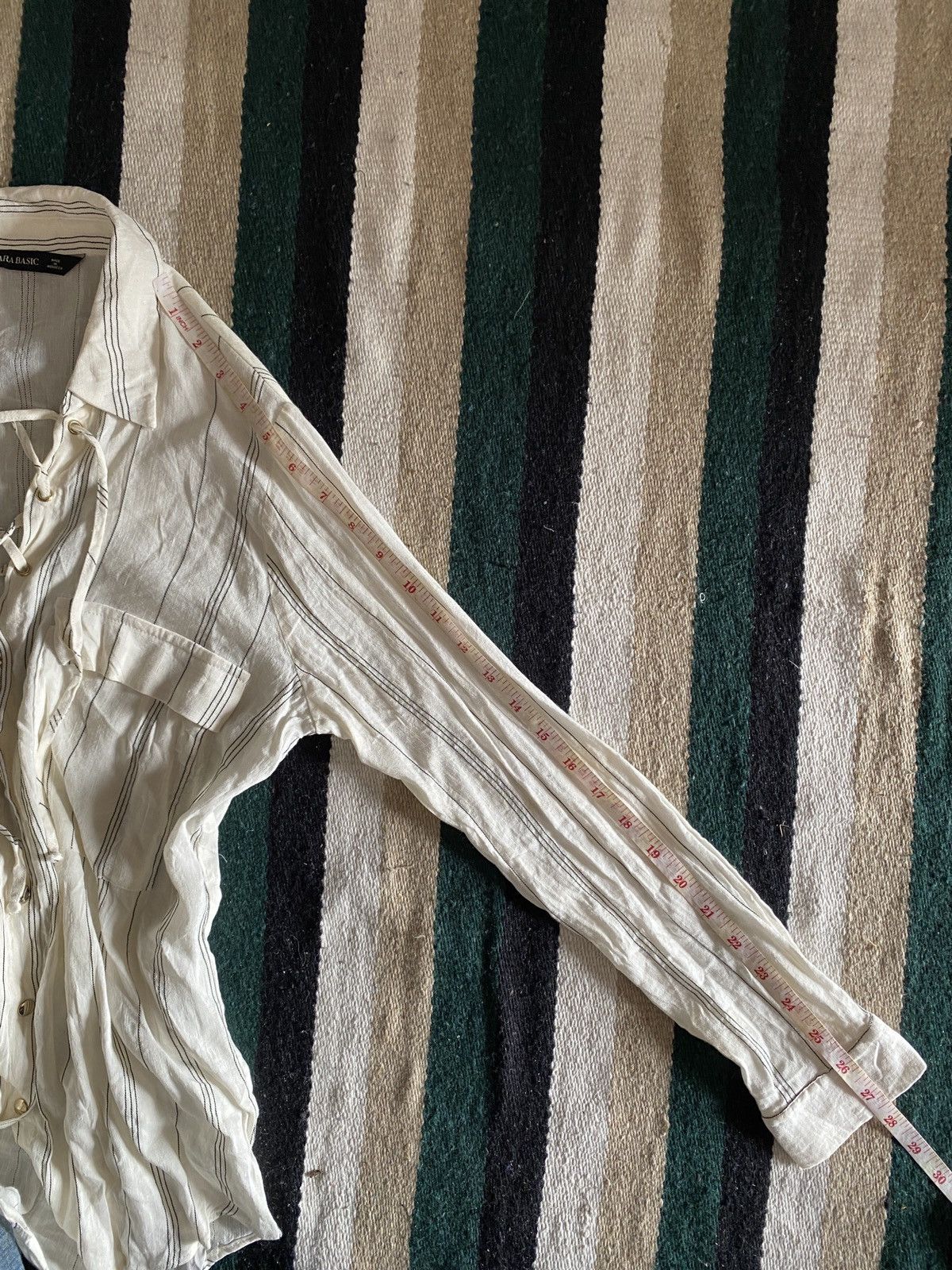 Zara Zara Besic Linen blend Striped Long Sleeve Button Down Shirt Size M / US 6-8 / IT 42-44 - 13 Thumbnail