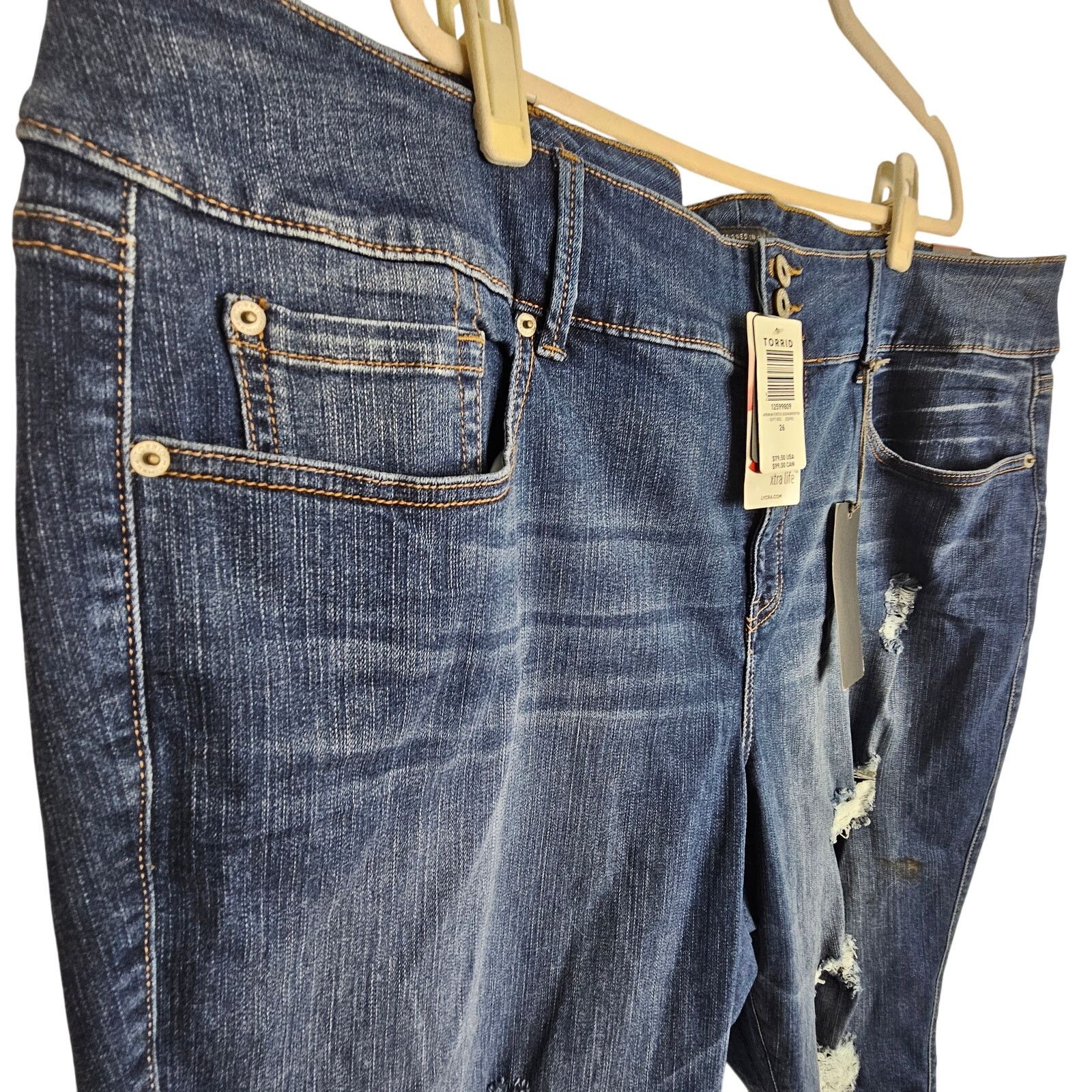 Torrid Torrid Womens Brighton Jeggings Distressed Jeans 26 Cropped Size 42" / US 20 - 4 Thumbnail