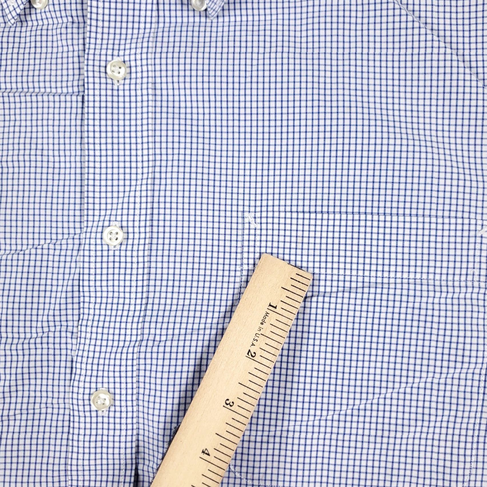 Tommy Hilfiger Tommy Hilfiger Dress Shirt Mens 16.5 Blue Check Long Sleeve Button Up Regular Fit Size 42R - 3 Thumbnail