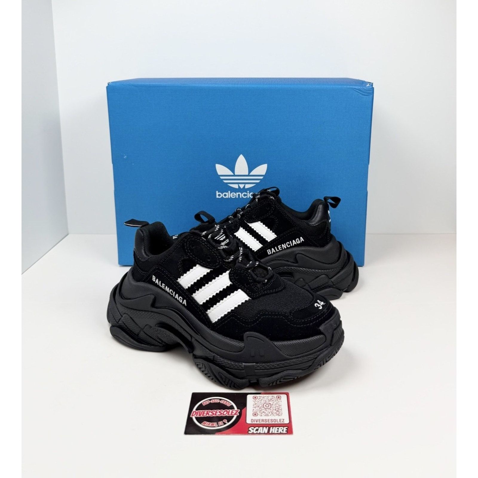 Balenciaga Size 34EU/4W - Balenciaga Triple S x Adidas NEW Size US 4 / IT 34 - 1 Thumbnail