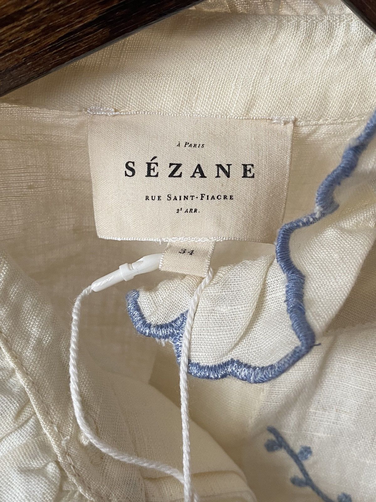 Sezane NWT Sezane Ambre Shirt Blue Bouquet Embroidery Size XS / US 0-2 / IT 36-38 - 8 Thumbnail