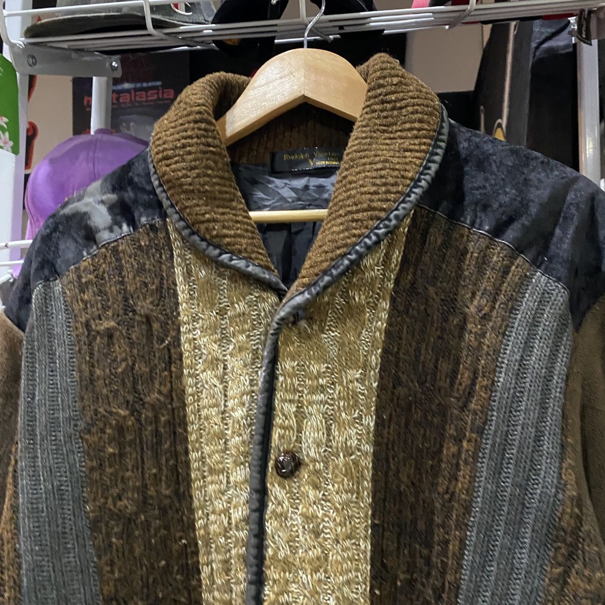 Valentino × Vintage Vtg 80/90 Rudolph Valentino Patchwork Knit Fleece Sweater Size US M / EU 48-50 / 2 - 8 Thumbnail
