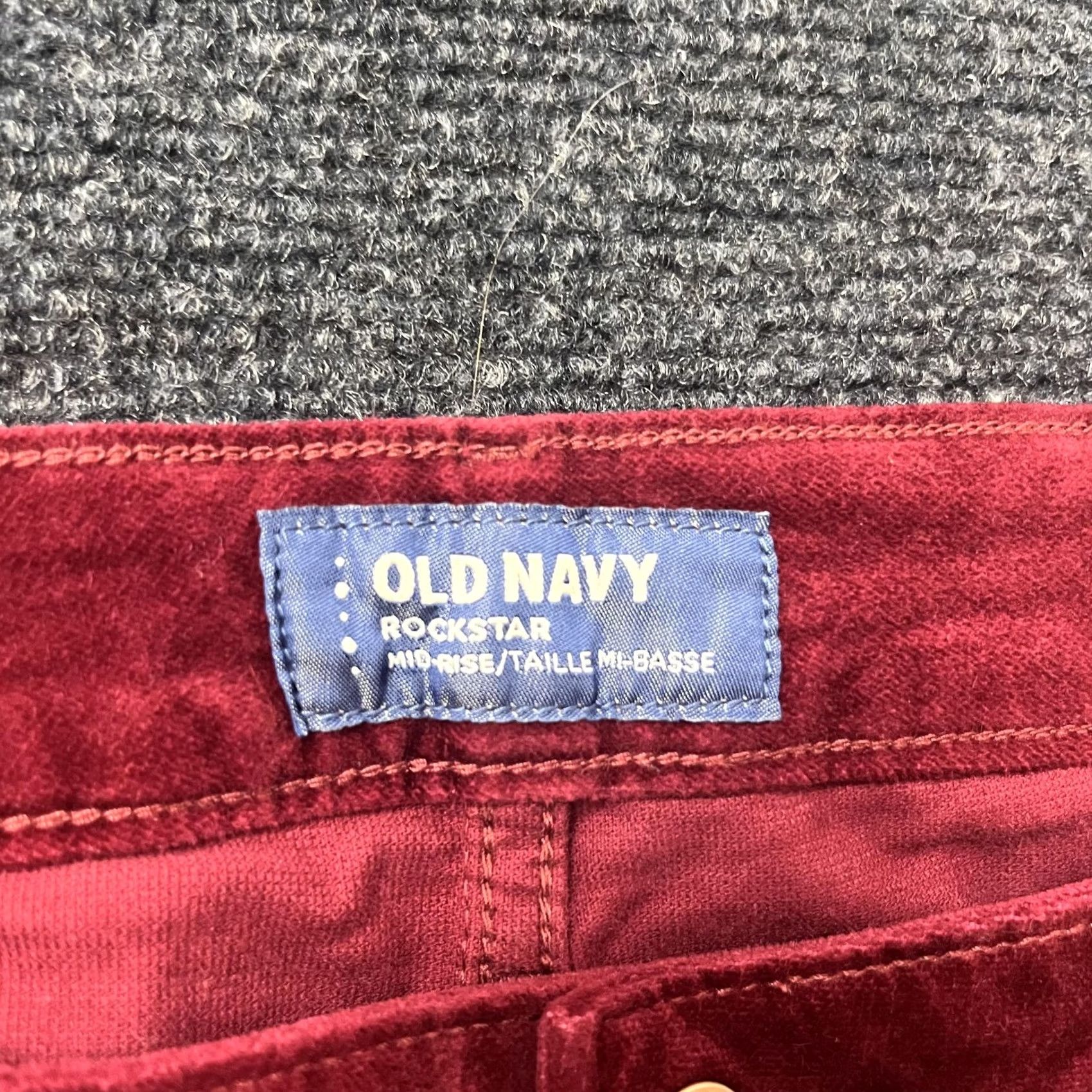 Old Navy Old Navy Rockstar Pants Womens 14 Red Velvet Mid Rise Stretch Skinny Jegging Size 36" / US 14 / IT 50 - 3 Thumbnail