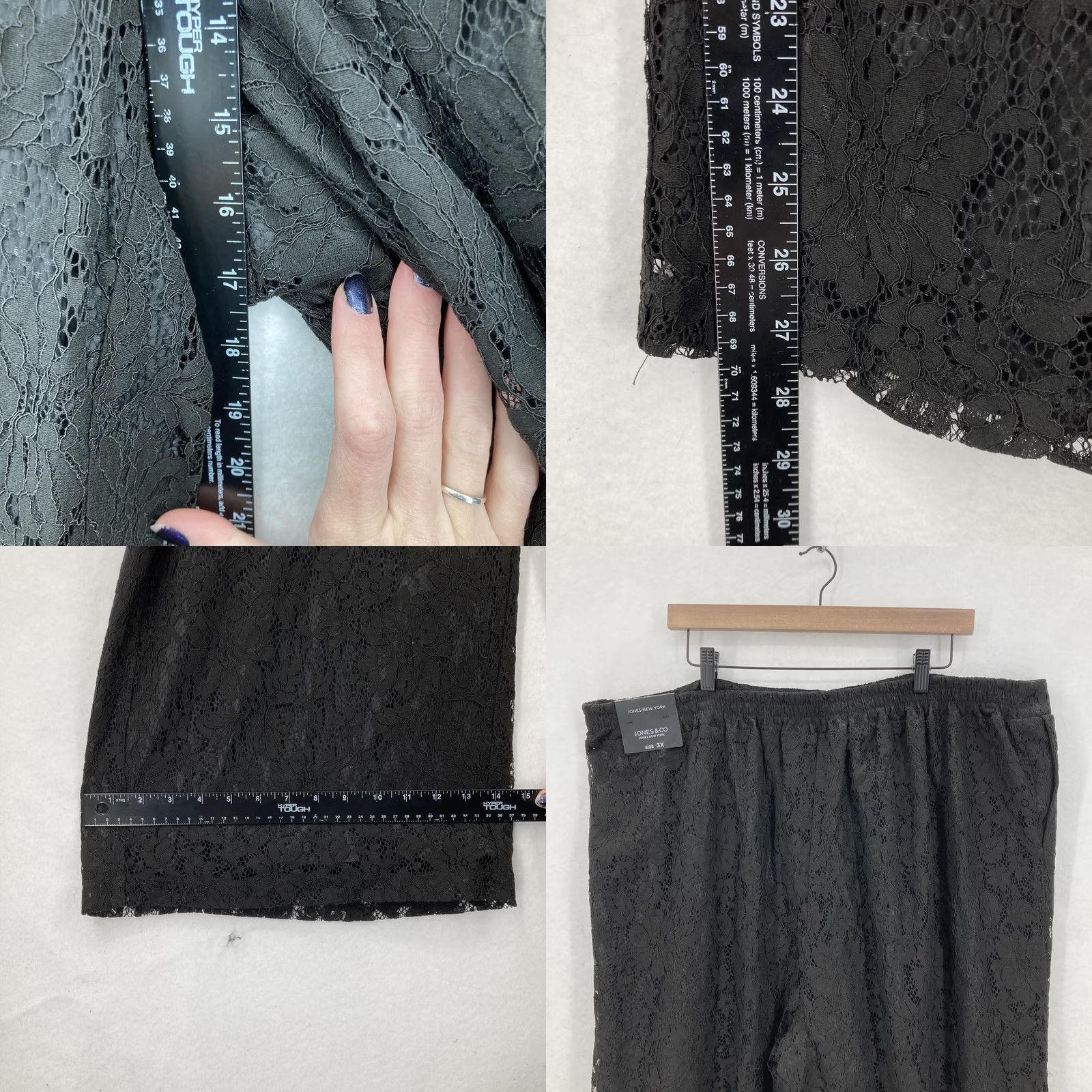 Jones New York Jones New York Pants Womens 3X Black Lace Wide Leg Lined Elastic Waist Career Size 40" / US 18 - 8 Thumbnail