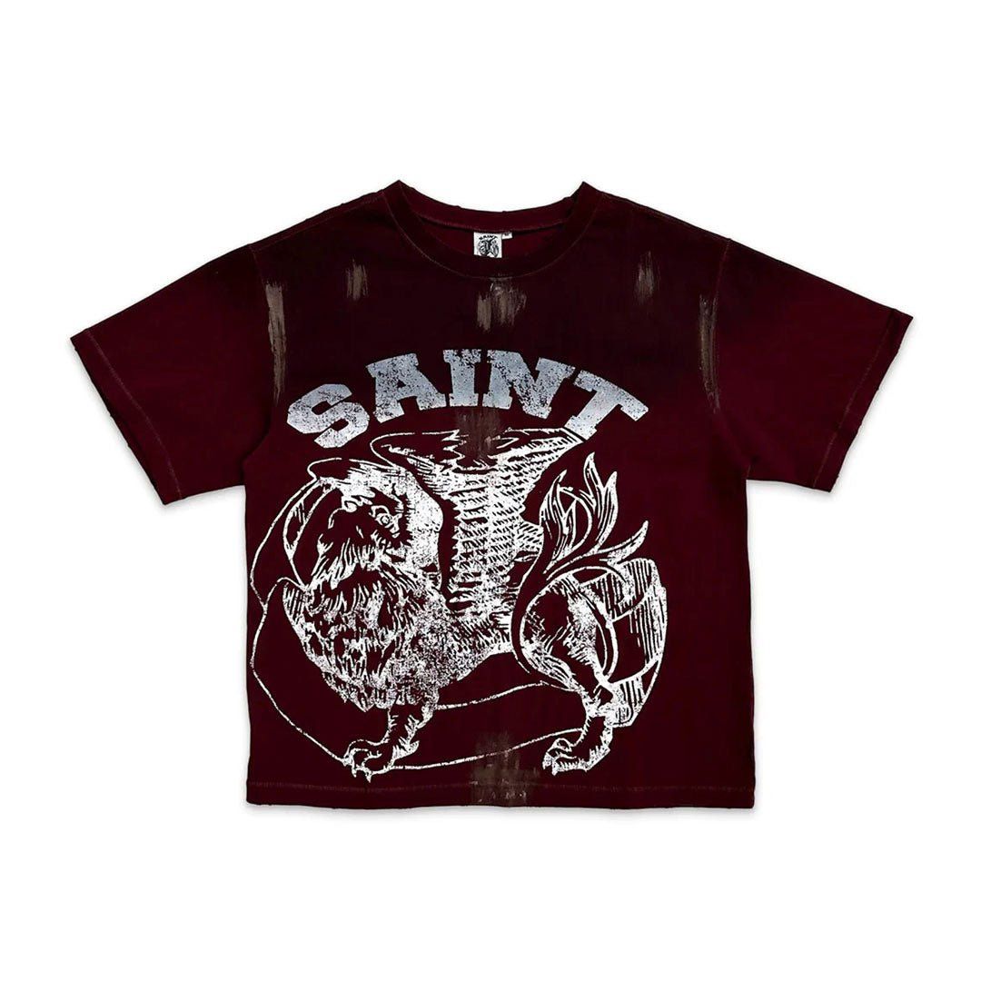 Saint Vanity Griffin Tee Distressed Dirty Washed Burgundy Size US L / EU 52-54 / 3 - 1 Preview