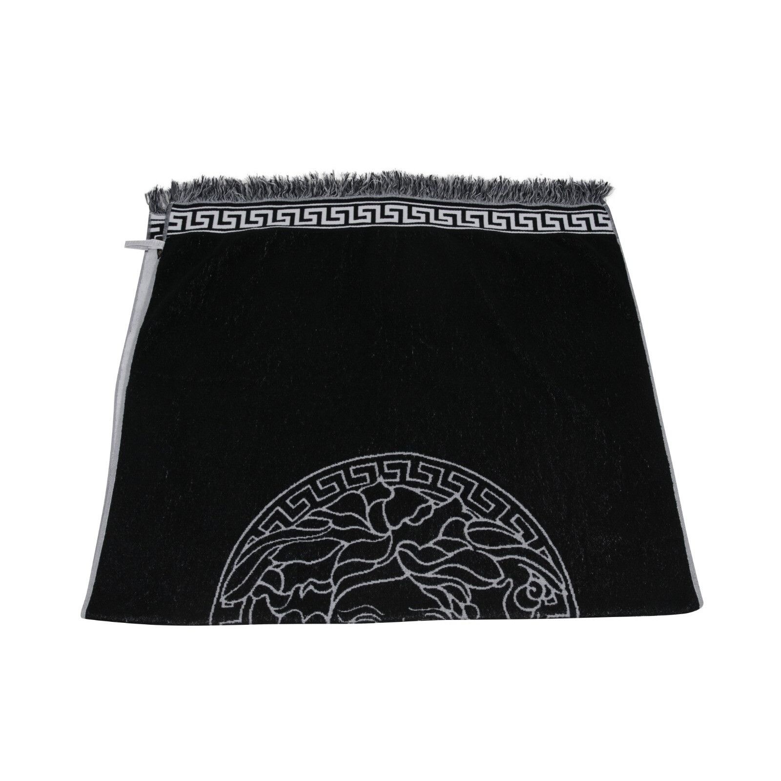 Versace Medusa Head Logo Greca Fringe Throw Blanket Black Size ONE SIZE - 9 Thumbnail