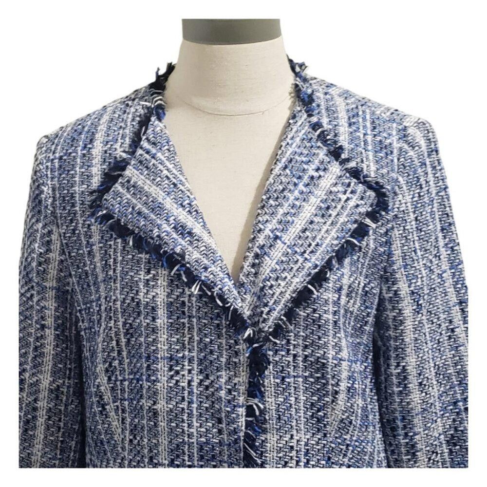 Karl Lagerfeld CT1925 Karl Lagerfeld Blue & Black Blazer with Pockets 14 Size XL / US 12-14 / IT 48-50 - 2 Thumbnail