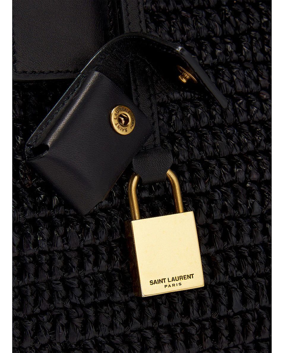 Saint Laurent Paris o1bcso1str0326 Size: OS/Raffia Medium Shopping Bag in Black Size ONE SIZE - 7 Thumbnail