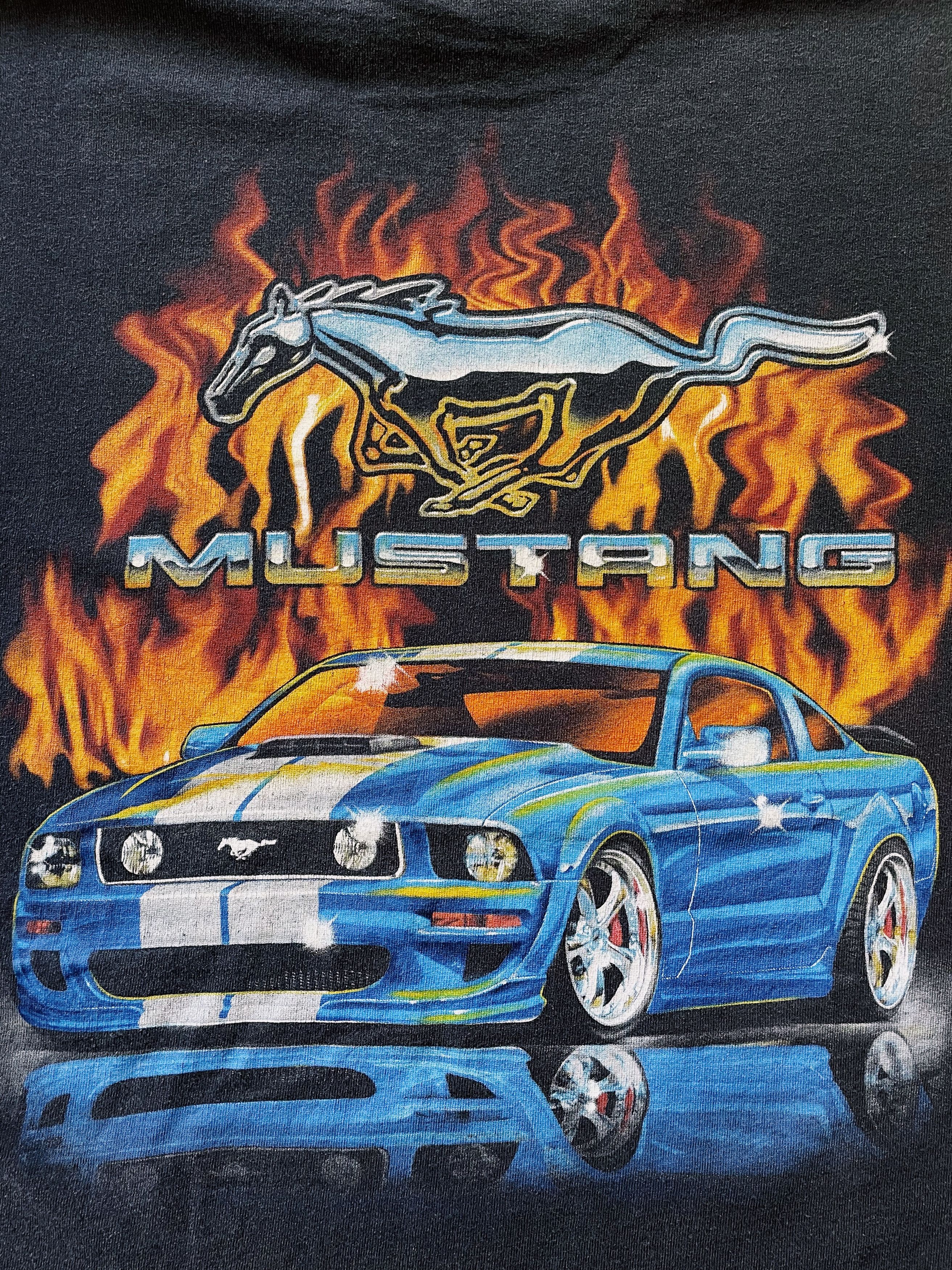 Ford × Vintage Vintage Y2K Ford Mustang Flames and Chrome & Flames T-shirt Size US L / EU 52-54 / 3 - 4 Thumbnail