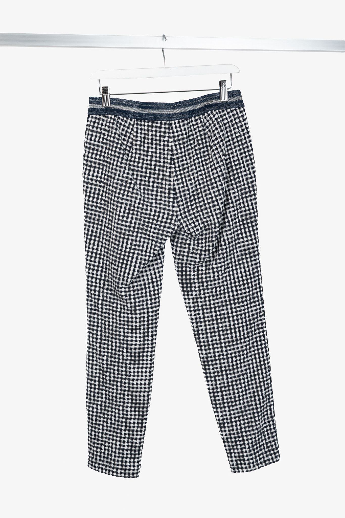 Luisa Cerano Luisa Cerano White & Navy Check-Jacquard Slim Pants Size 28" / US 6 / IT 42 - 2 Thumbnail