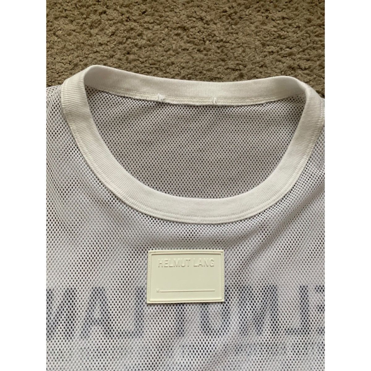 Helmut Lang HELMUT LANG WHITE LOGO MESH TOP Size US L / EU 52-54 / 3 - 13 Thumbnail