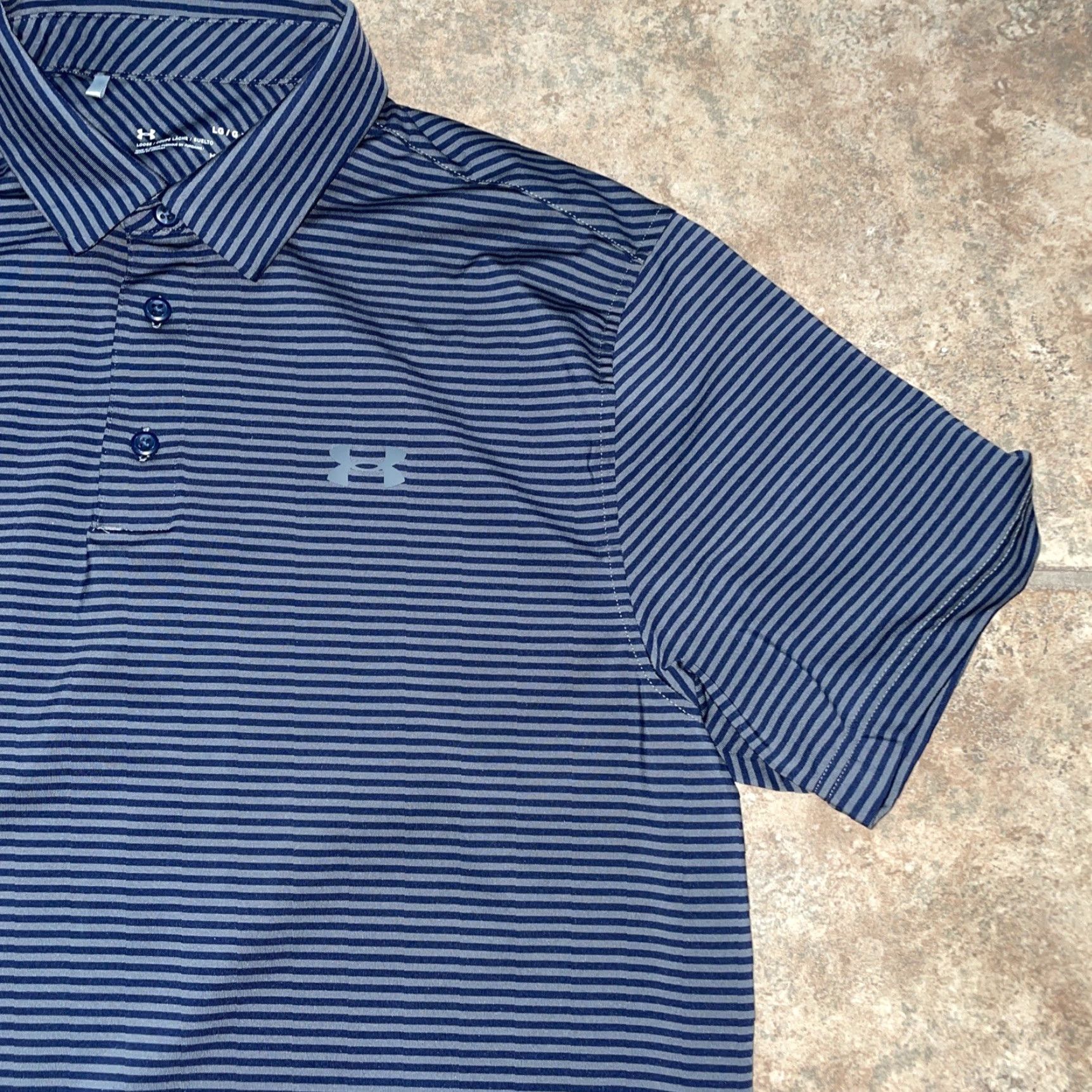 Under Armour Under Armour Striped Gray Polo Golf Shirt Mens Size L Size US L / EU 52-54 / 3 - 2 Thumbnail