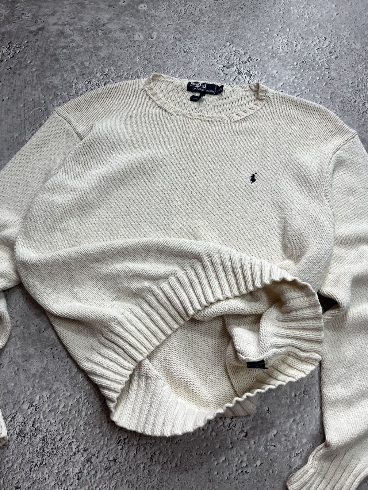 Polo Ralph Lauren Vintage Polo Ralph Lauren Men’s Knit Sweater XL Cream Cotton Size US XL / EU 56 / 4 - 8 Thumbnail