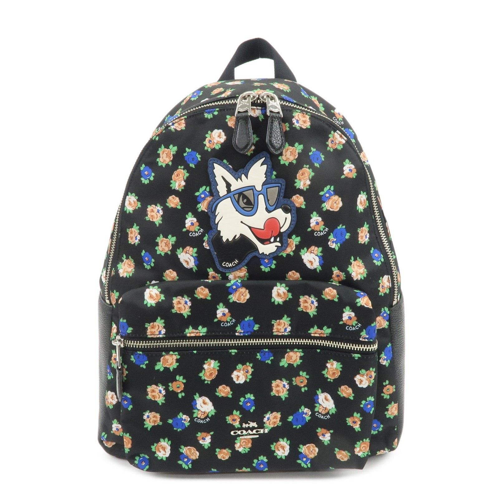 Coach Coach Charlie Floral Nylon & Leather Backpack Black Size ONE SIZE - 1 Thumbnail