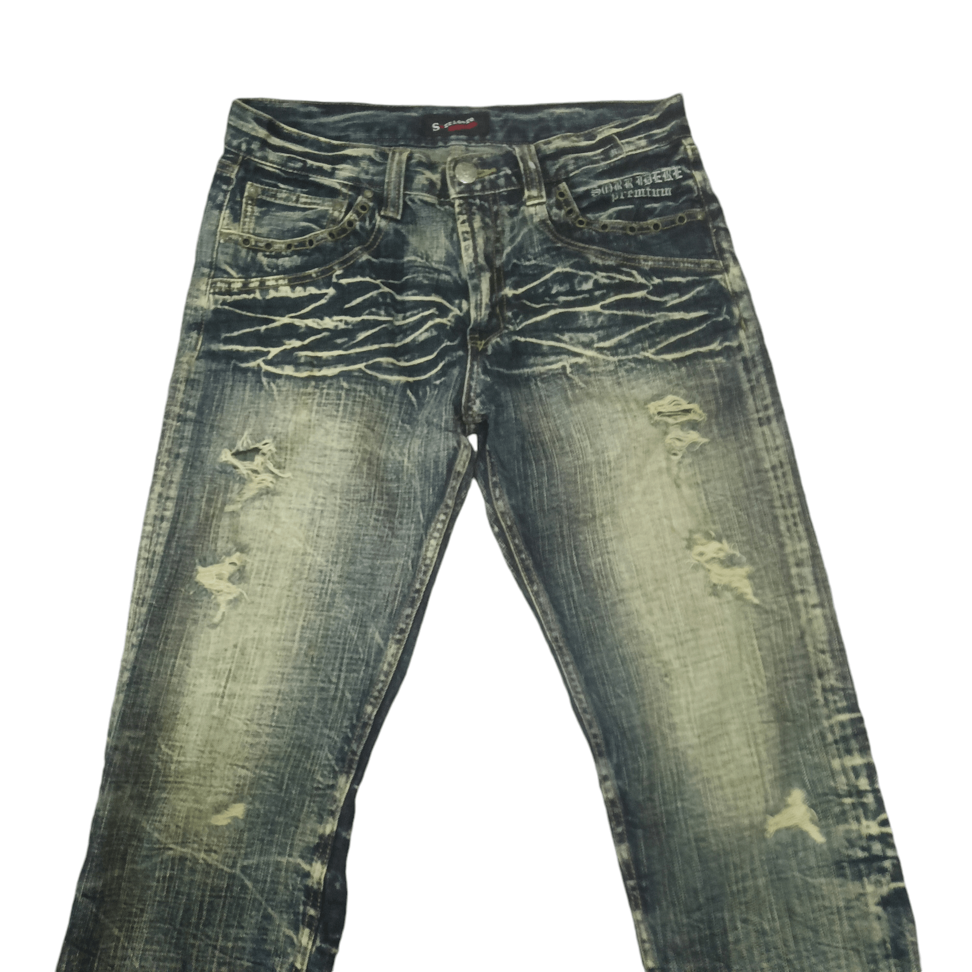 If Six Was Nine 💥Insane💥 Sick Sorridere Japan Flared Distressed Jeans Size US 30 / EU 46 - 2 Thumbnail