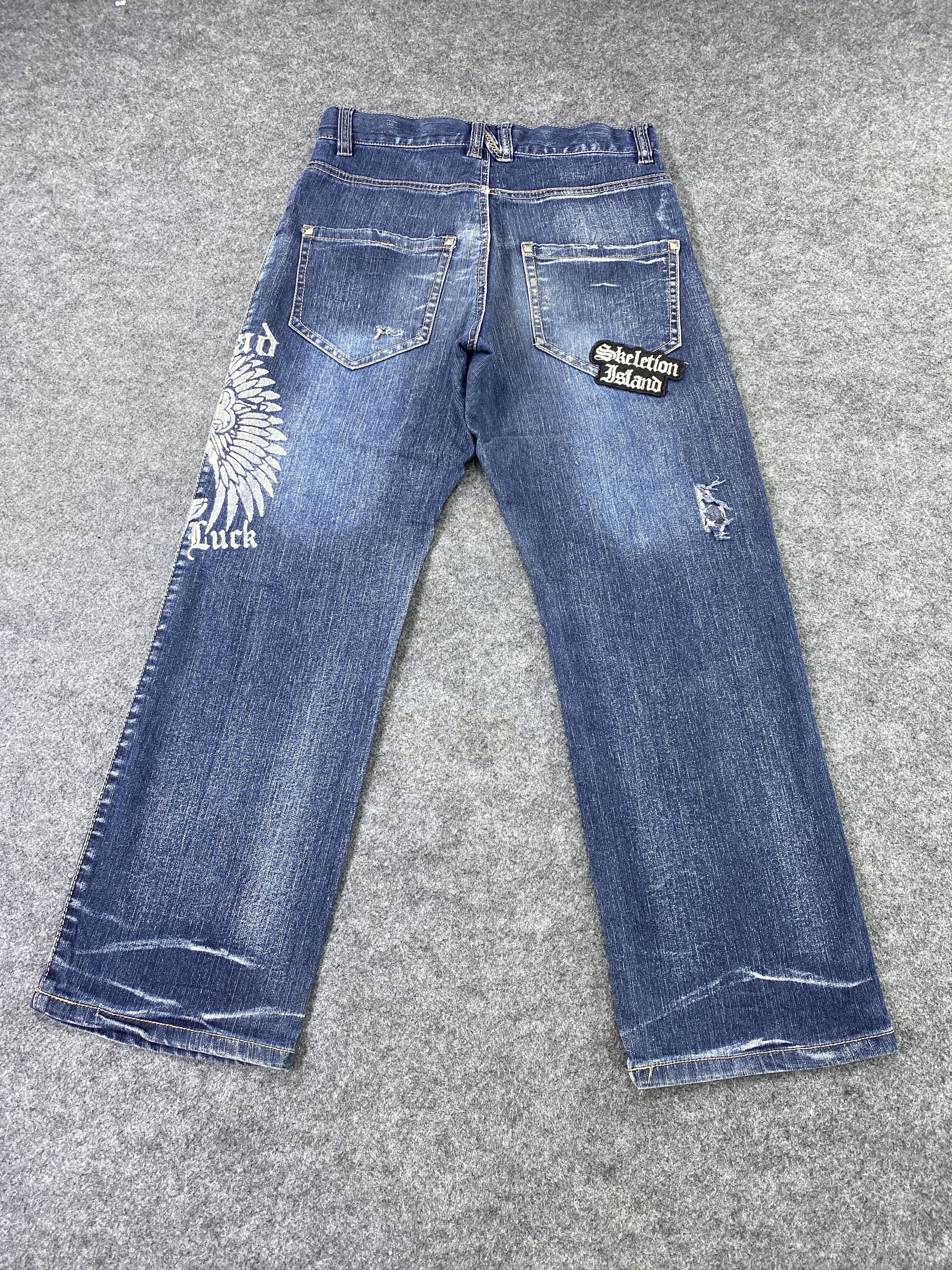 Japanese Brand Flag Stone Blue Wash Jeans - J982 Size US 27 - 4 Thumbnail