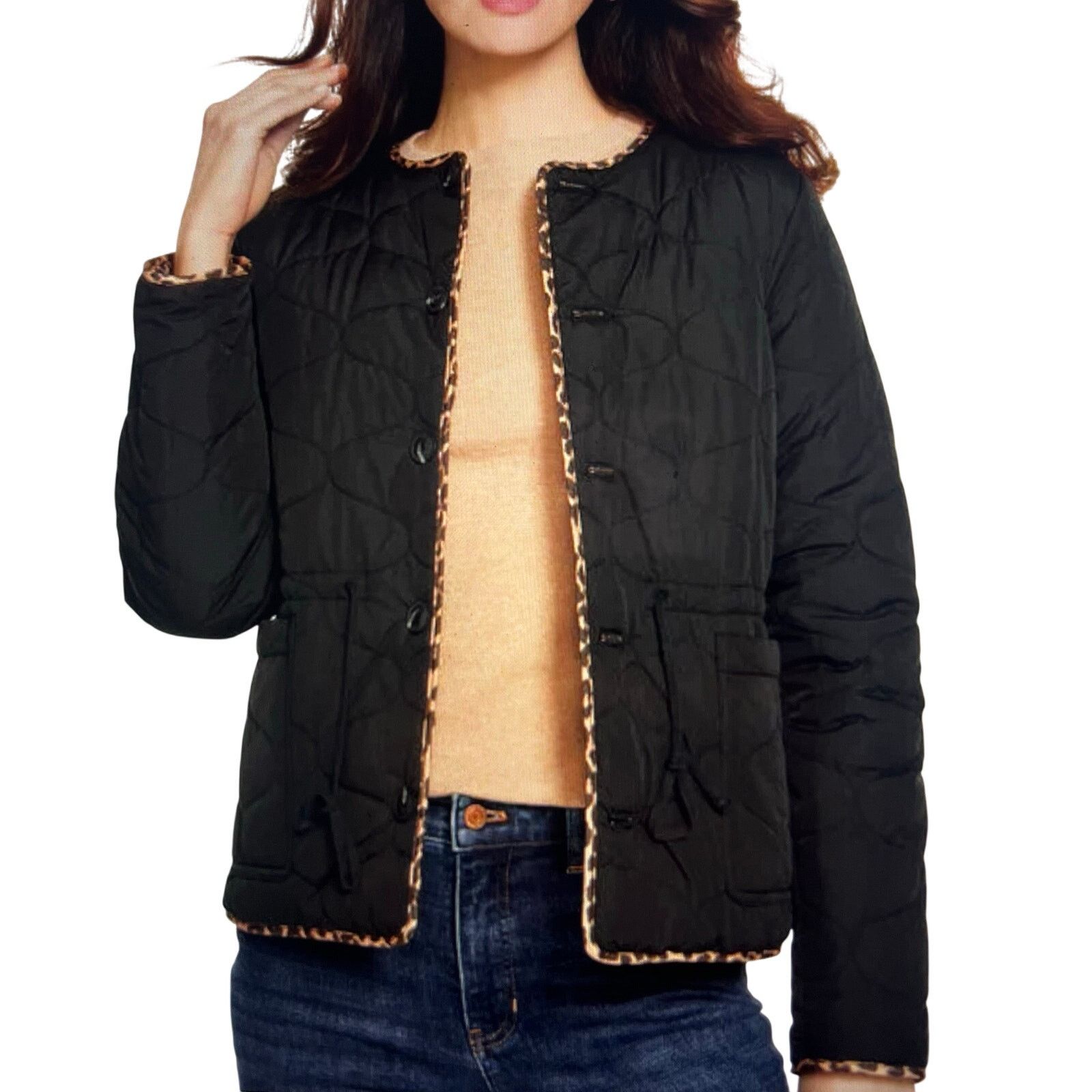 Talbots Quilted Reversible Button Jacket Allover Animal Chic NWT Size L / US 10 / IT 46 - 7 Thumbnail