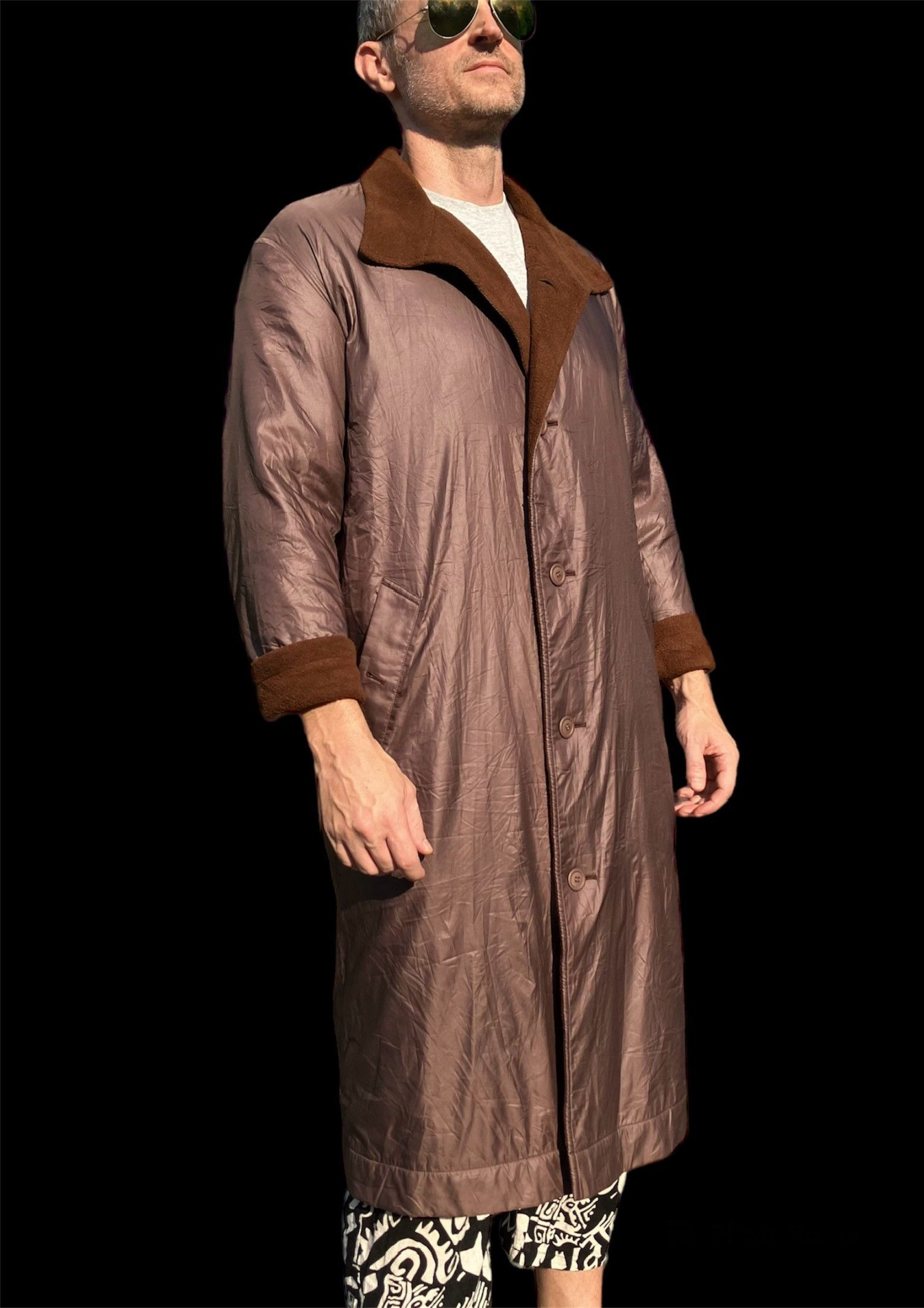 image of Windcoat Issey Miyake Long Brown Bronze Coat Jacket Size M L in Bronze Brown, Men's