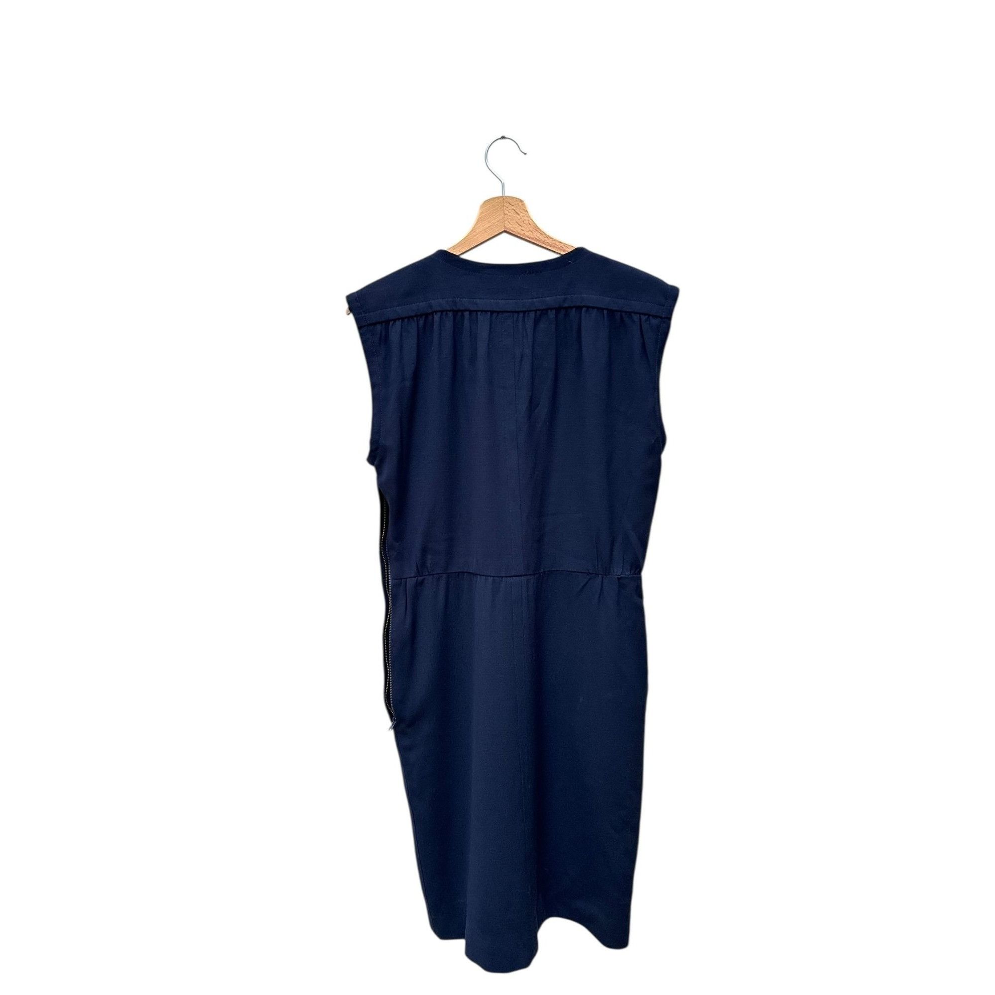 Saint Laurent Paris 1970s Sleeveless Navy Wool Dress Size M / US 6-8 / IT 42-44 - 4 Thumbnail